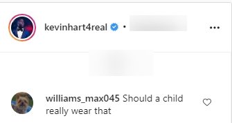 A fan's comment on Kevin Hart's picture of his baby Kaori publicizing his Netflix movie. | Photo: Instagram/Kevinheart4real