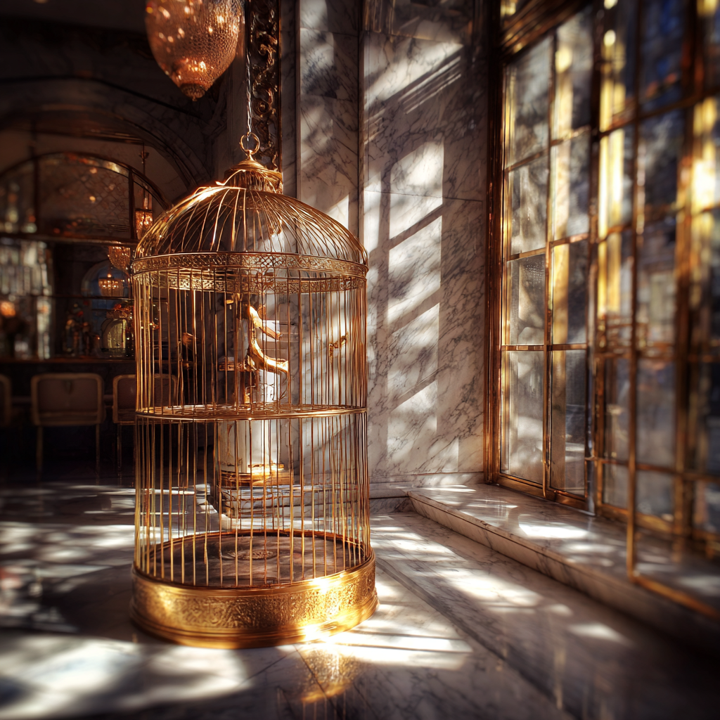 A golden birdcage | Source: Midjourney