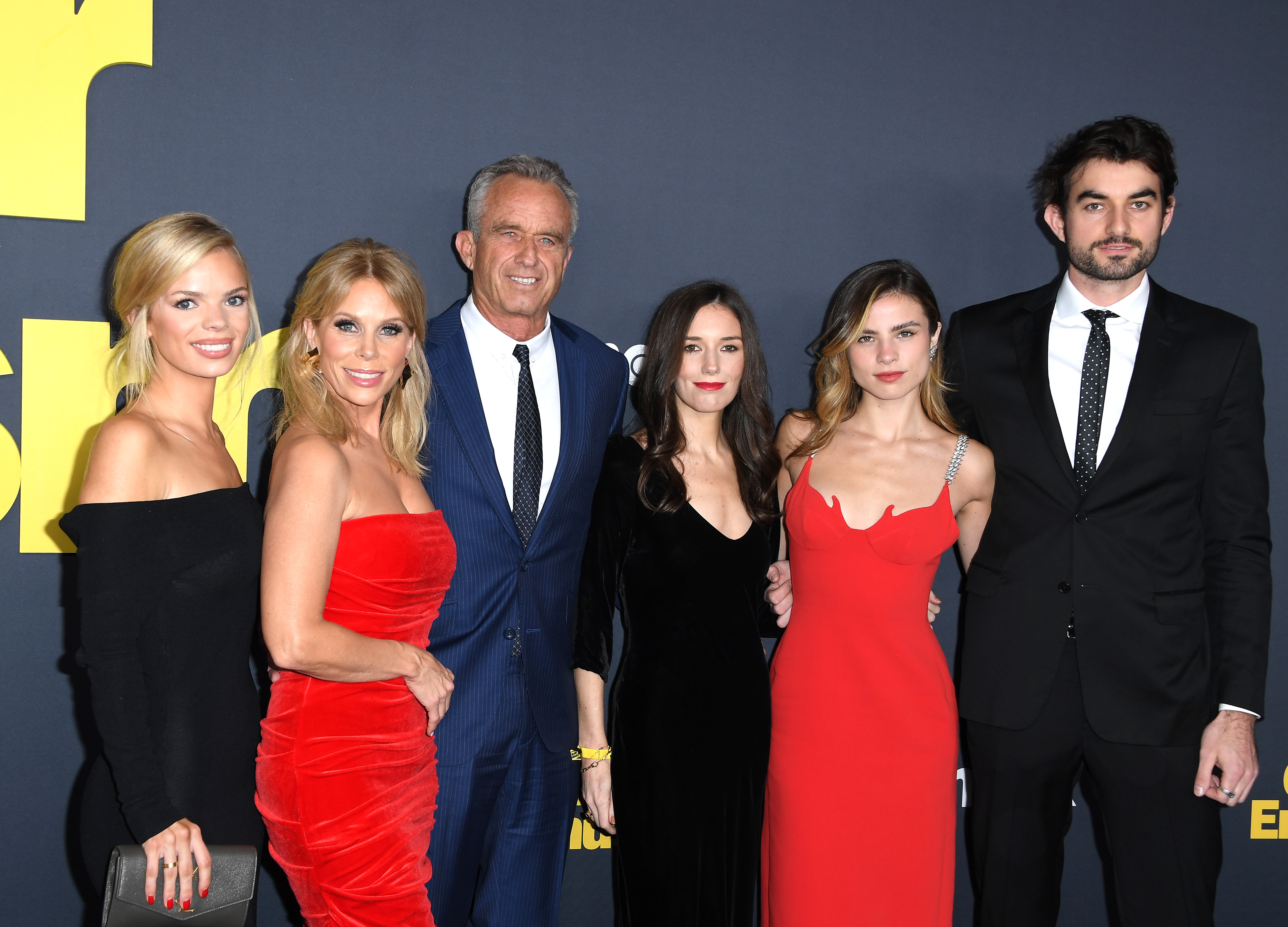 Catherine Rose Young, Cheryl Hines, Robert F. Kennedy Jr., an unidentified woman, Giulia Be and Conor Kennedy at the season 12 premiere of "Curb Your Enthusiasm" in Los Angeles, California on January 30, 2024 | Source: Getty Images