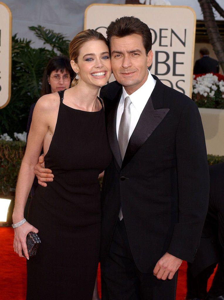 Denise Richards and Charlie Sheen during the Golden Globe Awards at the Beverly Hilton Hotel in Beverly Hills, California January 20, 2002. | Source: Getty Images