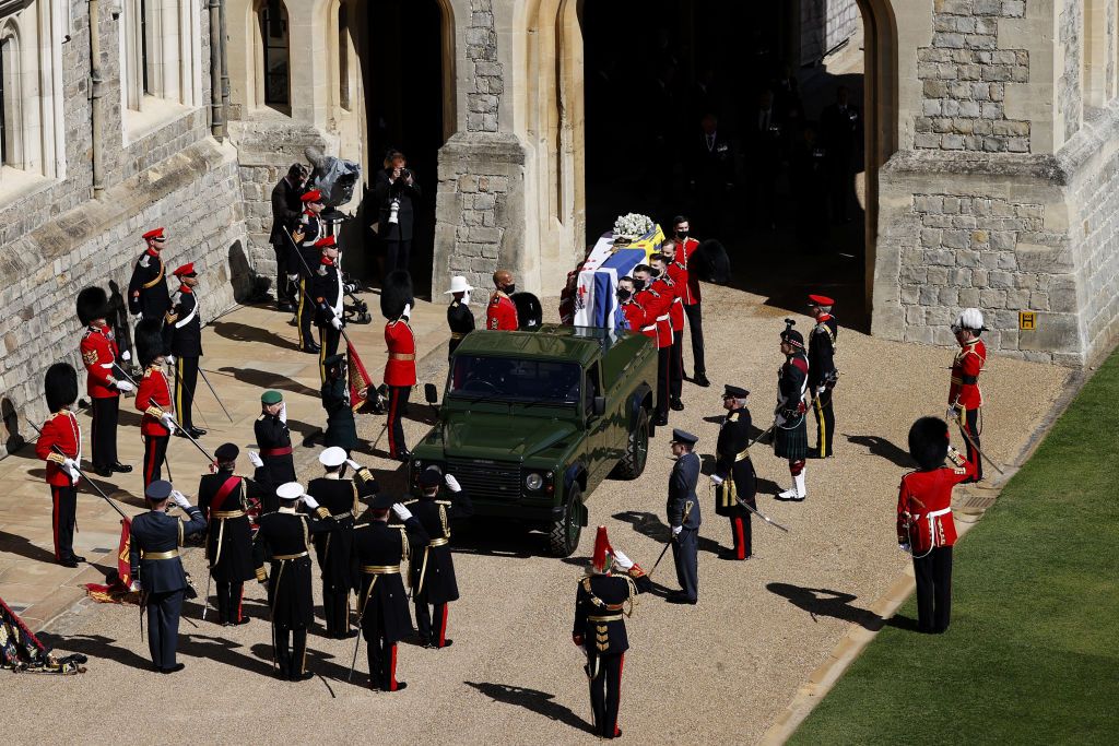 Le cercueil du Duc d'Édimbourg le 17 avril 2021 à Windsor. l Source : Getty Images