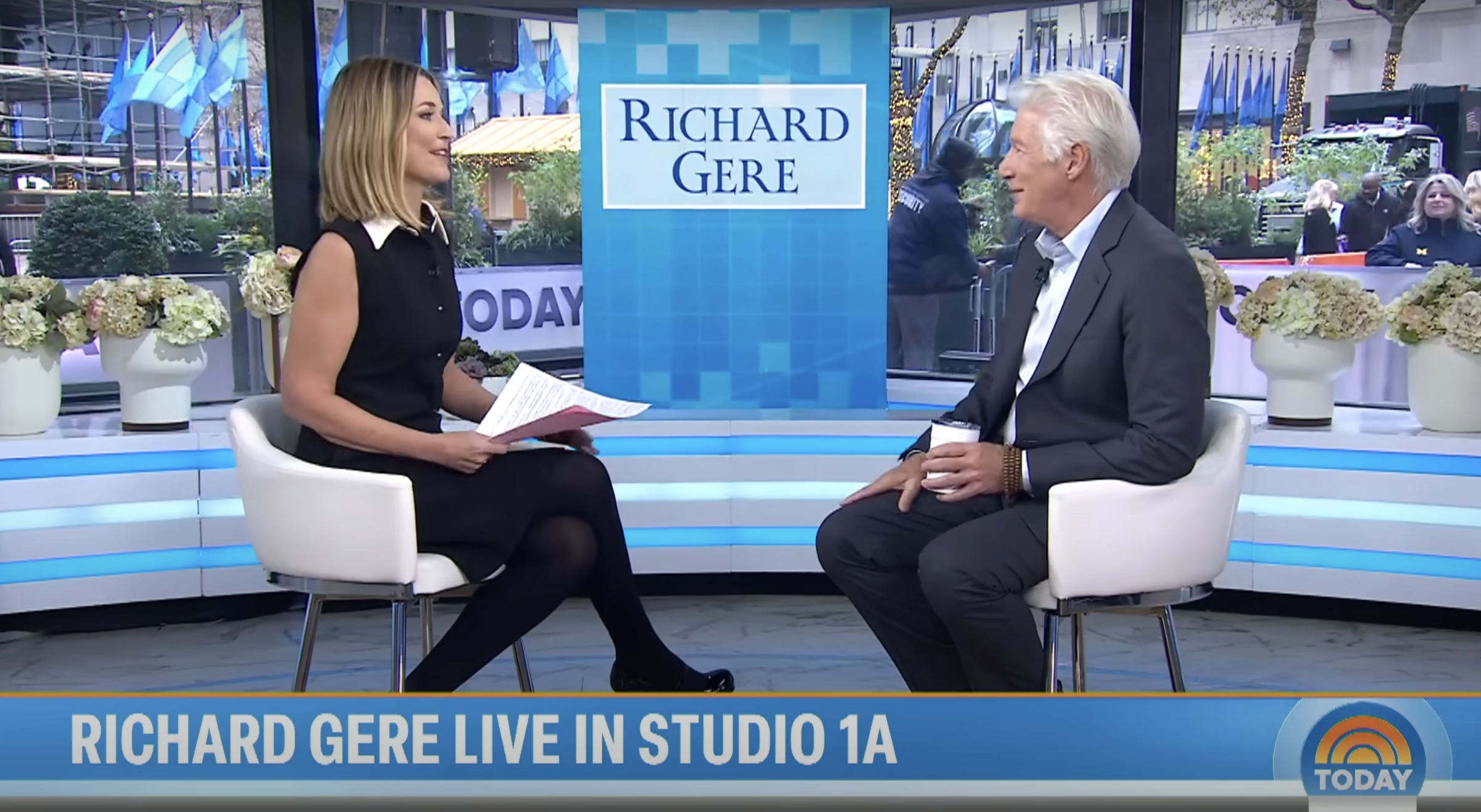 Savannah Guthrie and Richard Gere are seen in a video shared on November 20, 2024 | Source: YouTube/TODAY