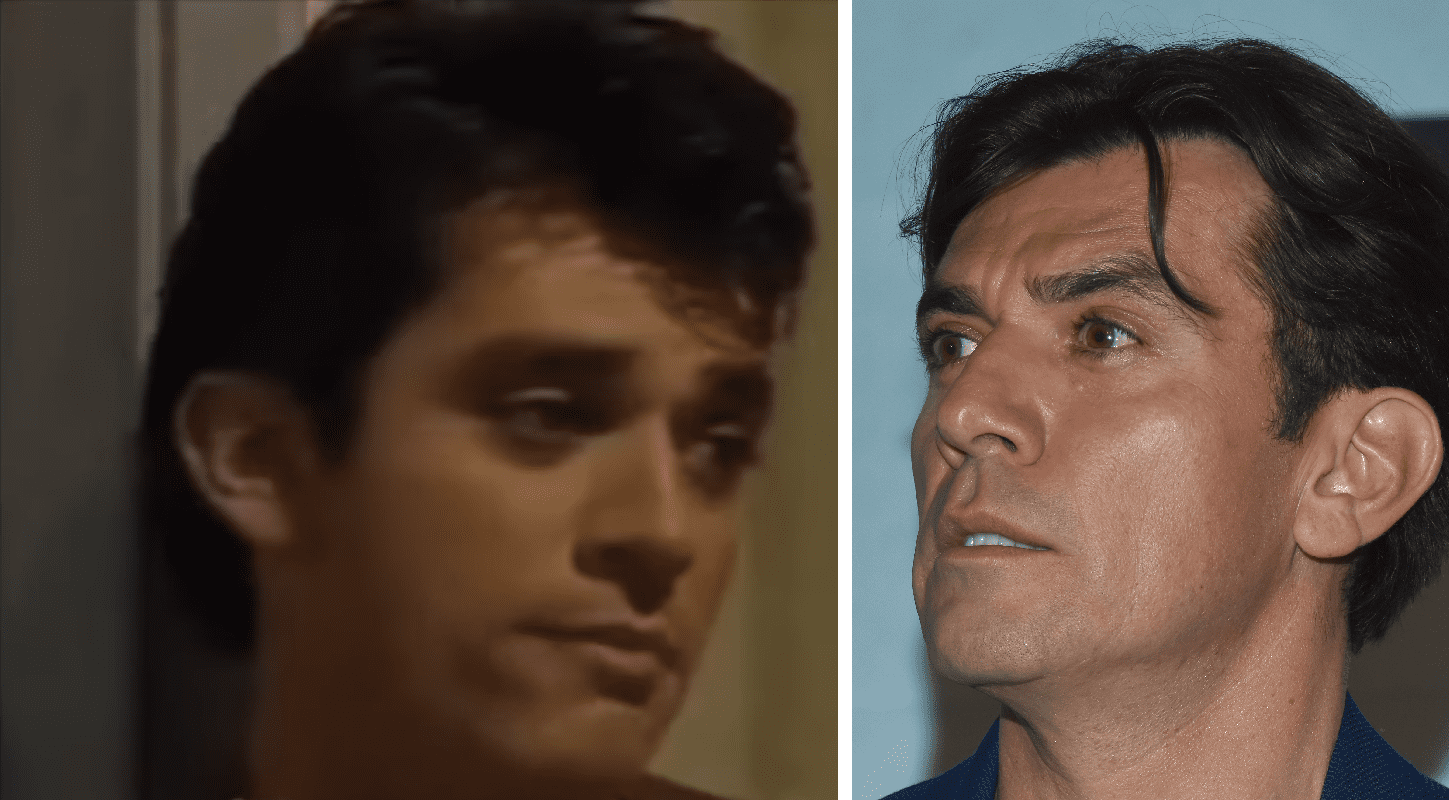 Jorge Salinas como Ángel en "Dos mujeres, un camino" (izq) y en conferencia de prensa para promover la película "Mi Pequeña Gran Hombre" en Cinépolis Universidad en noviembre de 2018 en Ciudad de México (der) || Fuente: YouTube/Maric / Getty Images Jorge Salinas como Ángel en "Dos mujeres, un camino" (izq) y en conferencia de prensa para promover la película "Mi Pequeña Gran Hombre" en Cinépolis Universidad en noviembre de 2018 en Ciudad de México (der) || Fuente: YouTube/Maric / Getty Images