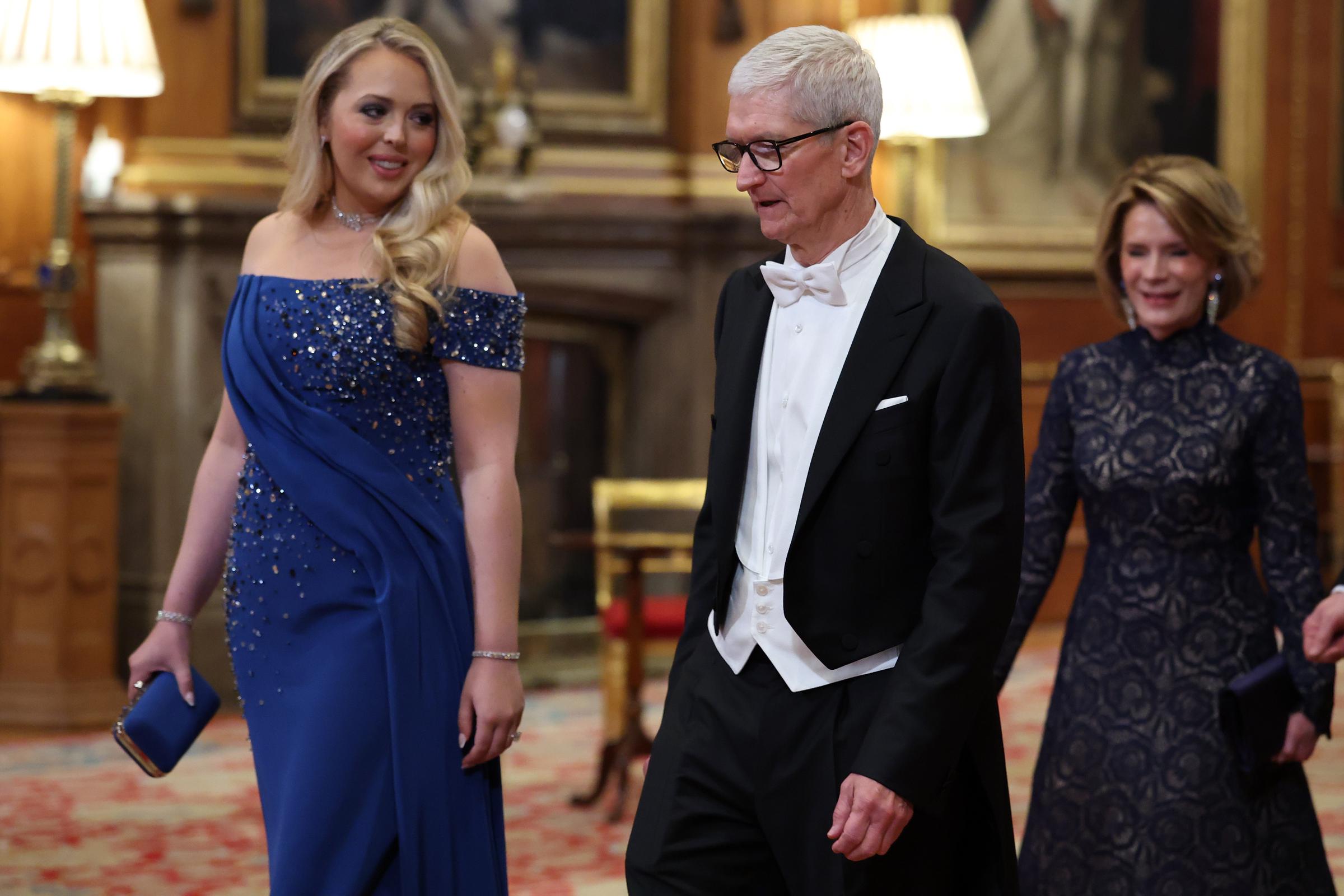 Tiffany Trump, Tim Cook, Apple CEO, and Harriet Stephens during the state visit by the President of the United States of America at Windsor Castle on September 17, 2025, in Windsor, England | Source: Getty Images