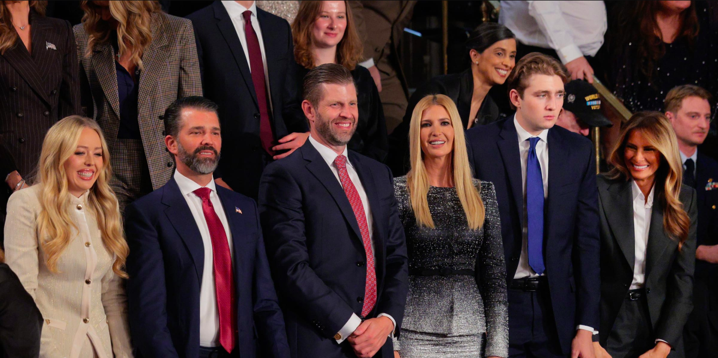 Tiffany, Donald Jr., Eric, Ivanka, Barron, and Melania Trump. | Source: Getty Images