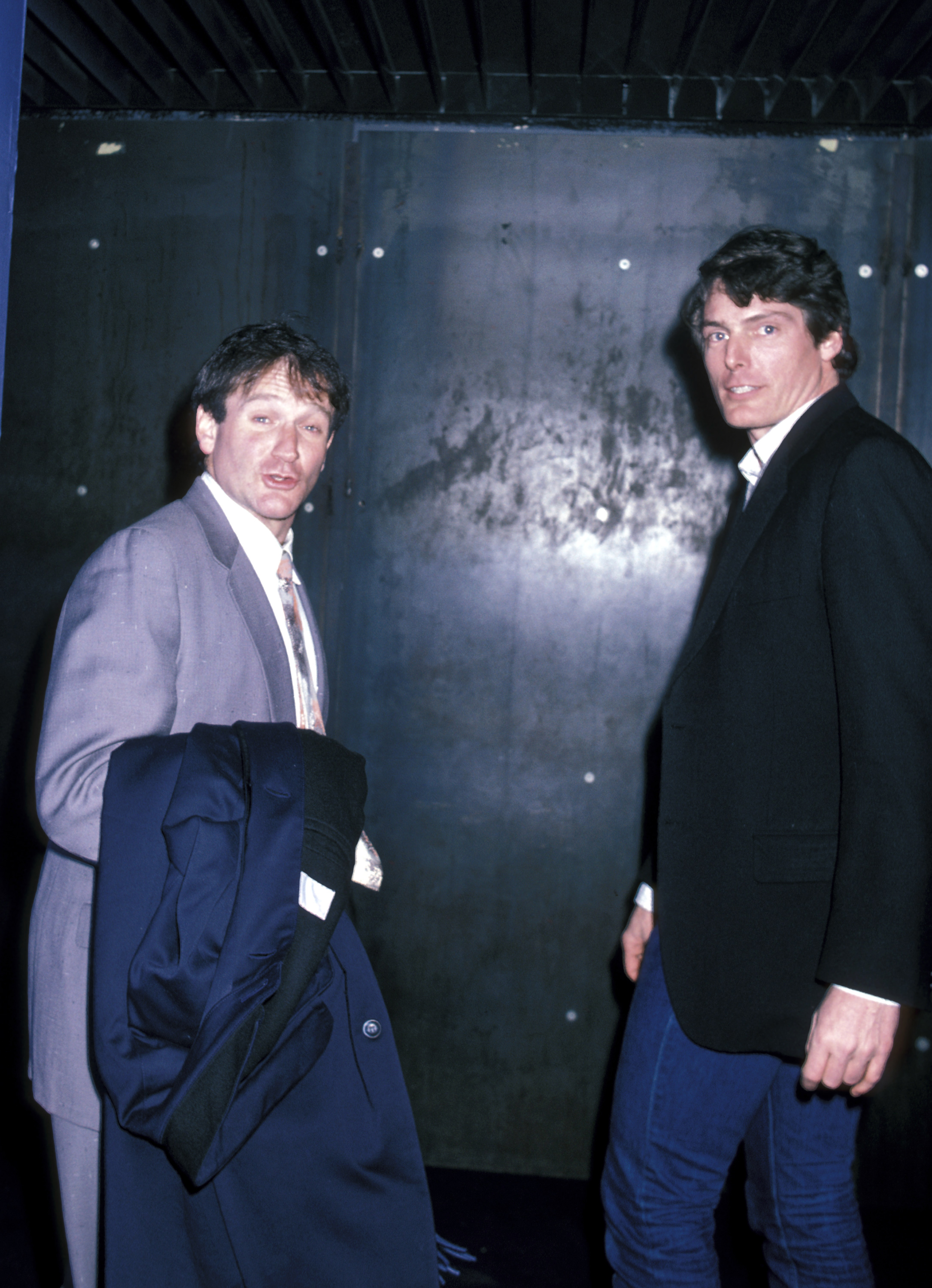 Robin Williams and Christopher Reeve at Area Nightclub in New York City, 1986. | Source: Getty Images