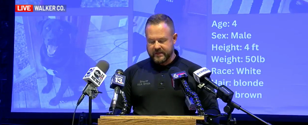 Sheriff Nick Smith gives update on the case, seen from a video post dated January 2, 2026. | Source: YouTube/WBRC6News