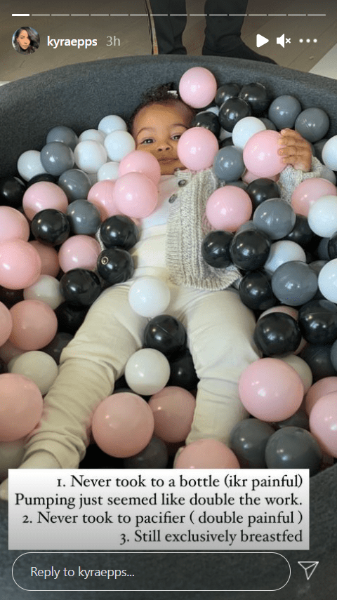 Screenshot of photo of Indiana Rose Epps playing in a pool of balls shared by Kyra Robinson Epps.|Source: Instagram/kyraepps