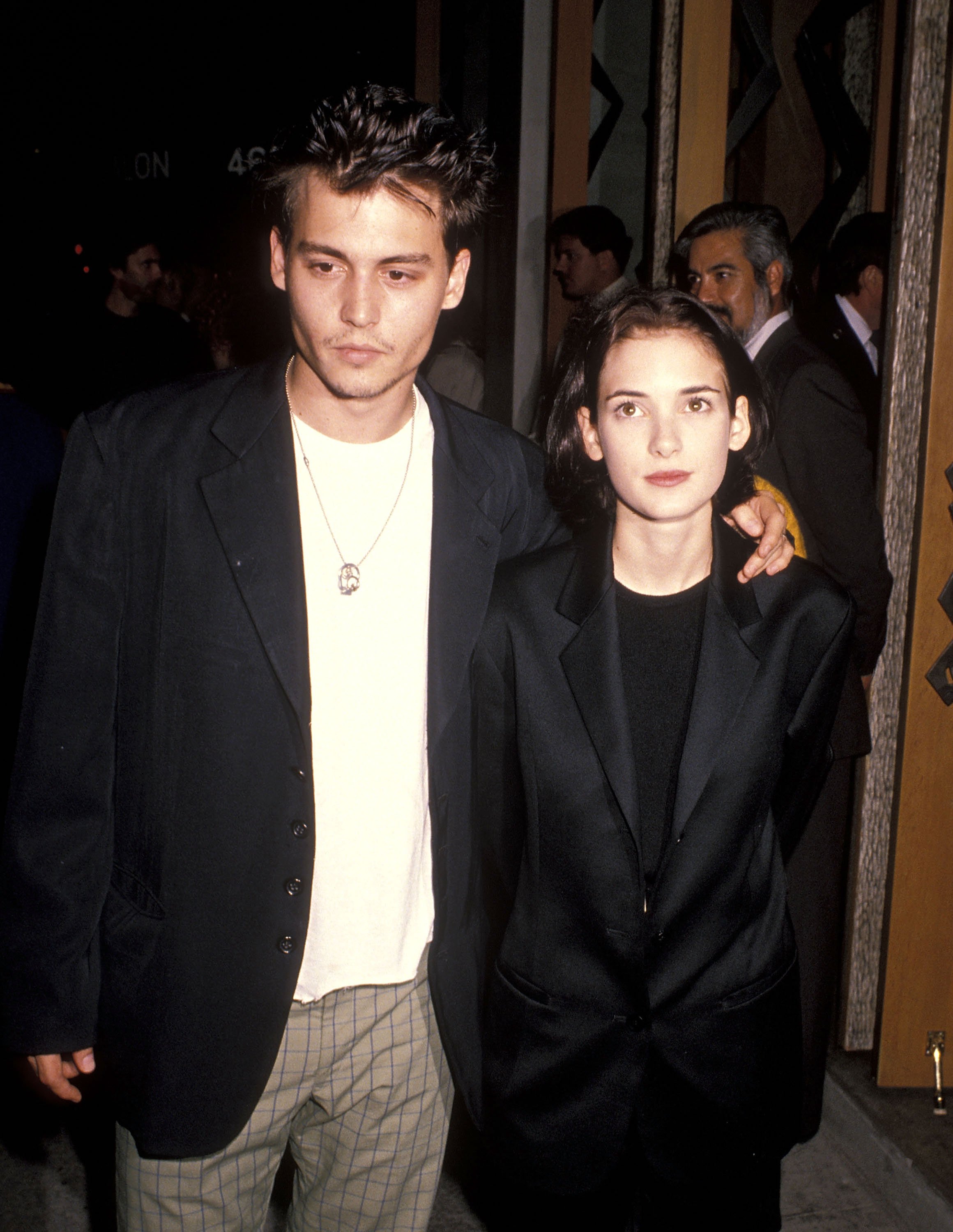 Johnny Depp and Winona Ryder at the "Pacific Heights" premiere on September 24, 1990, in Westwood, California. | Source: Ron Galella, Ltd./Ron Galella Collection/Getty Images