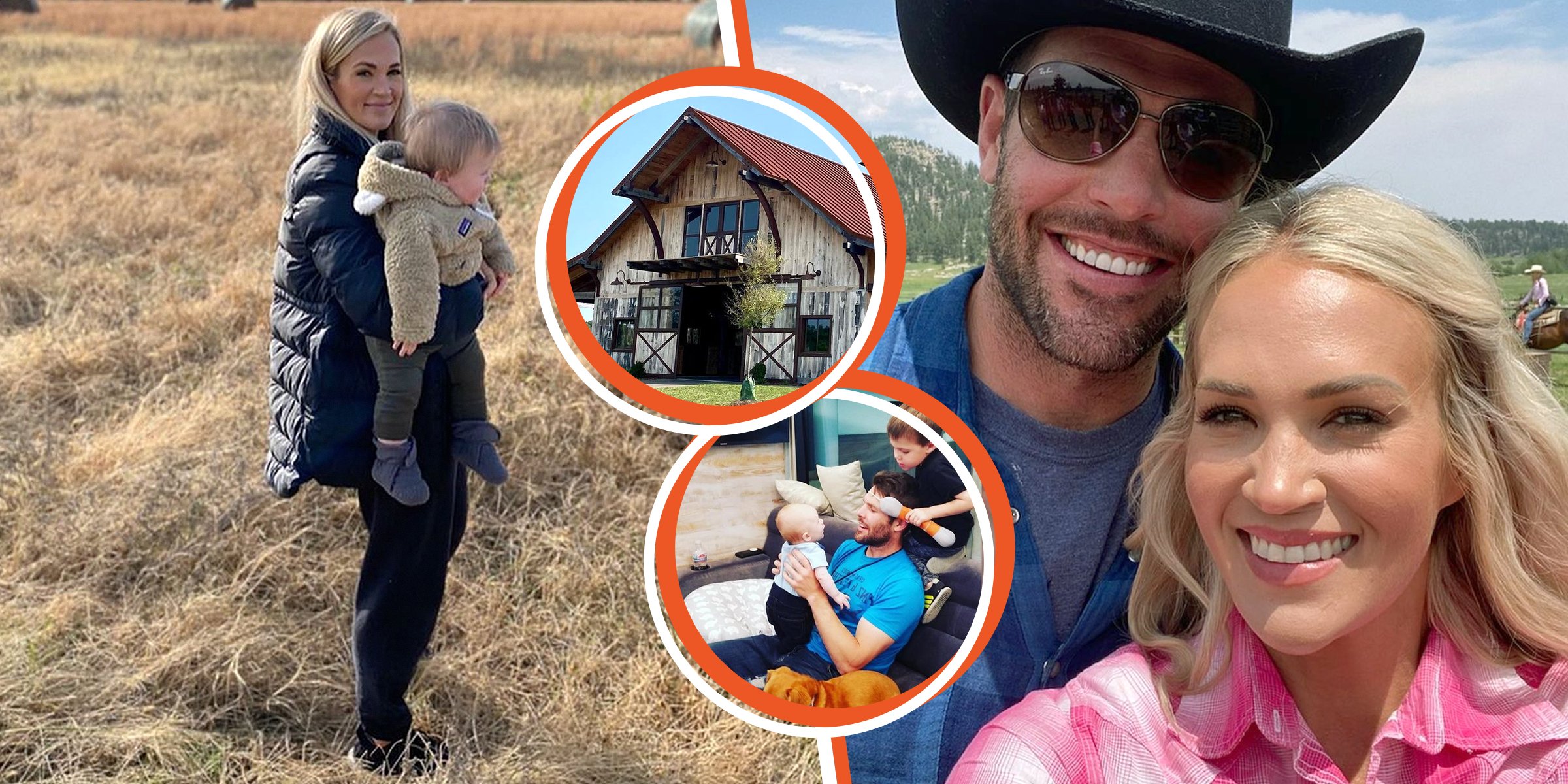 Carrie Underwood with her son | Her Nashville home [Inset] | Mike Fisher with their son | Underwood and Mike Fisher | Source: Instagram.com/carrieunderwood | Instagram.com/mfisher1212