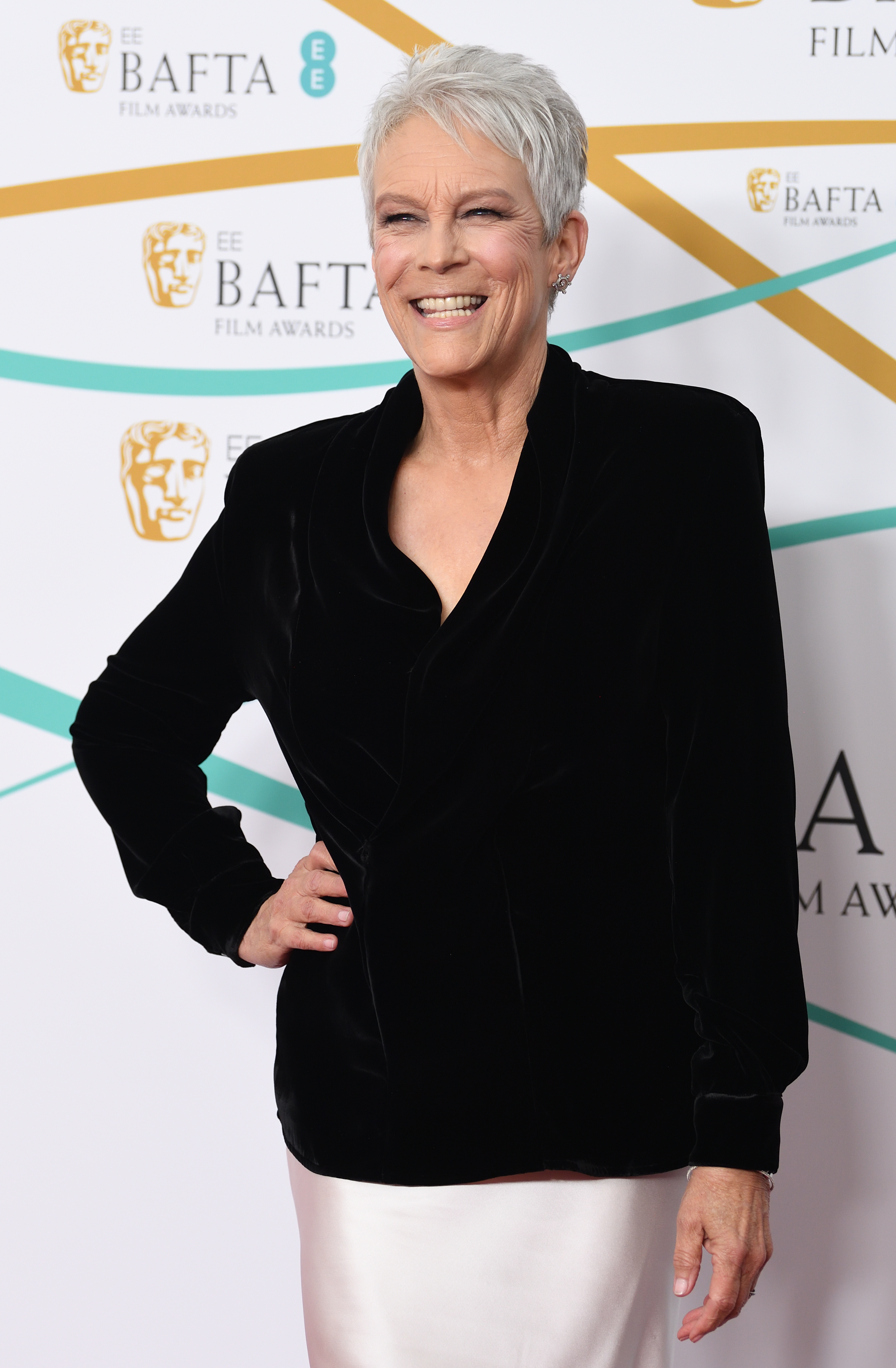 Jamie Lee Curtis at the British Academy Film Awards held at The Royal Festival Hall, London on February 19, 2023 | Source: Getty Images