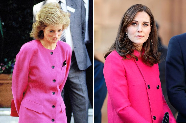 Princess Diana in June 1990 and Duchess Kate Middleton in March 2015 | Photo: Getty Images