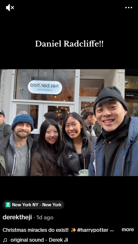 A screengrab of Derek Ji's video, shared on 14 December 2025. | Source: TikTok/derektheji