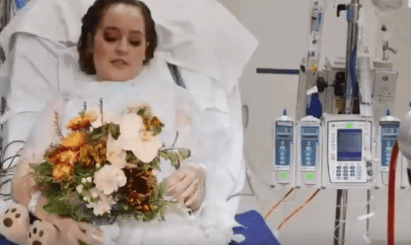 Bride getting married in ICU ceremony after being diagnosed with stage 4 cancer.| Photo: YouTube/ Blair  Shiff.