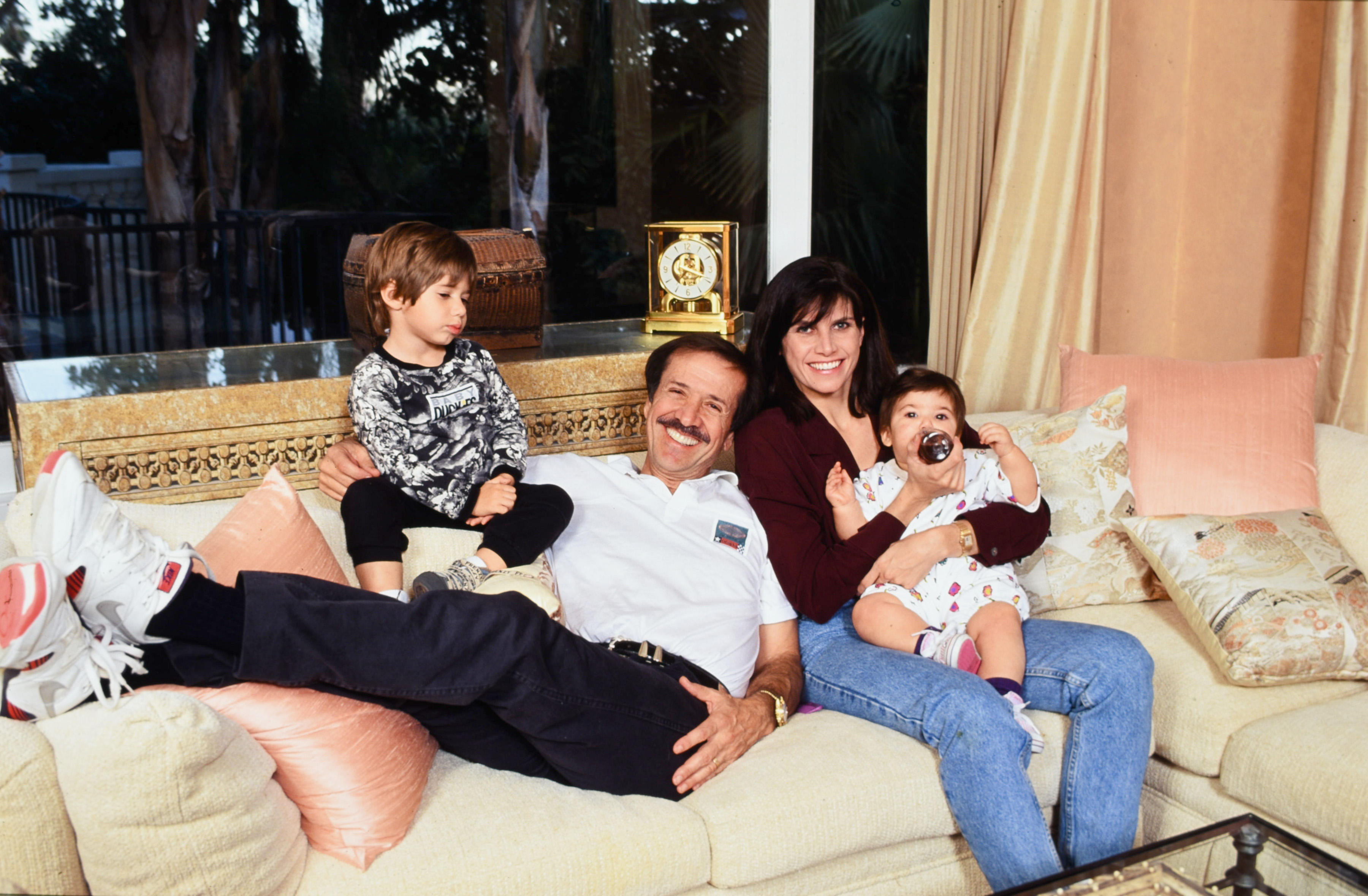 Sonny Bono and Mary Whitaker, their daughter, Chianna Marie Bono and son Chesare Elan Bono on January 1, 1991 in Palm Springs, California | Source: Getty Images