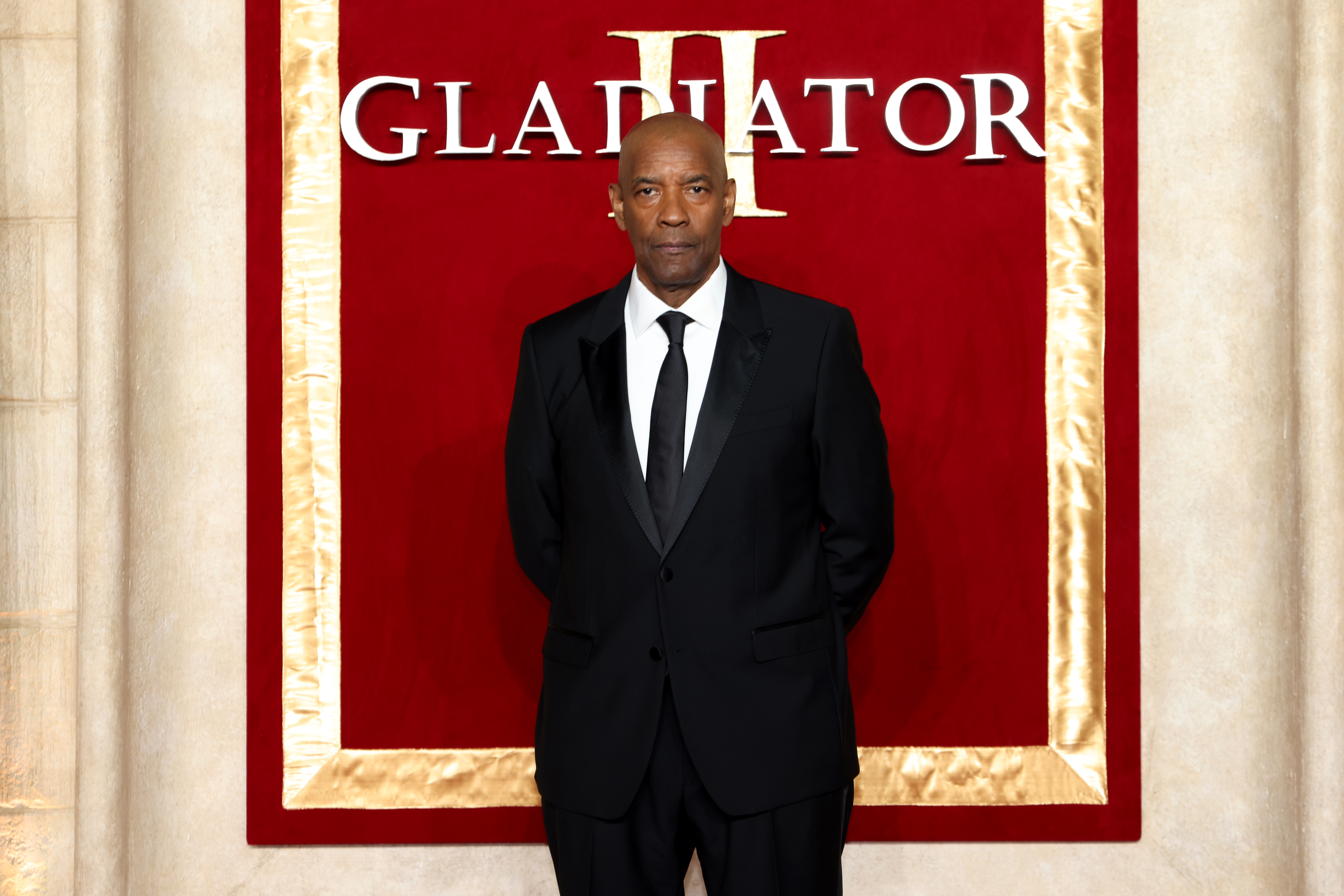 Denzel Washington attends the Royal Film Performance and Global Premiere of "Gladiator II" at Odeon Luxe Leicester Square in London, England, on November 13, 2024 | Source: Getty Images