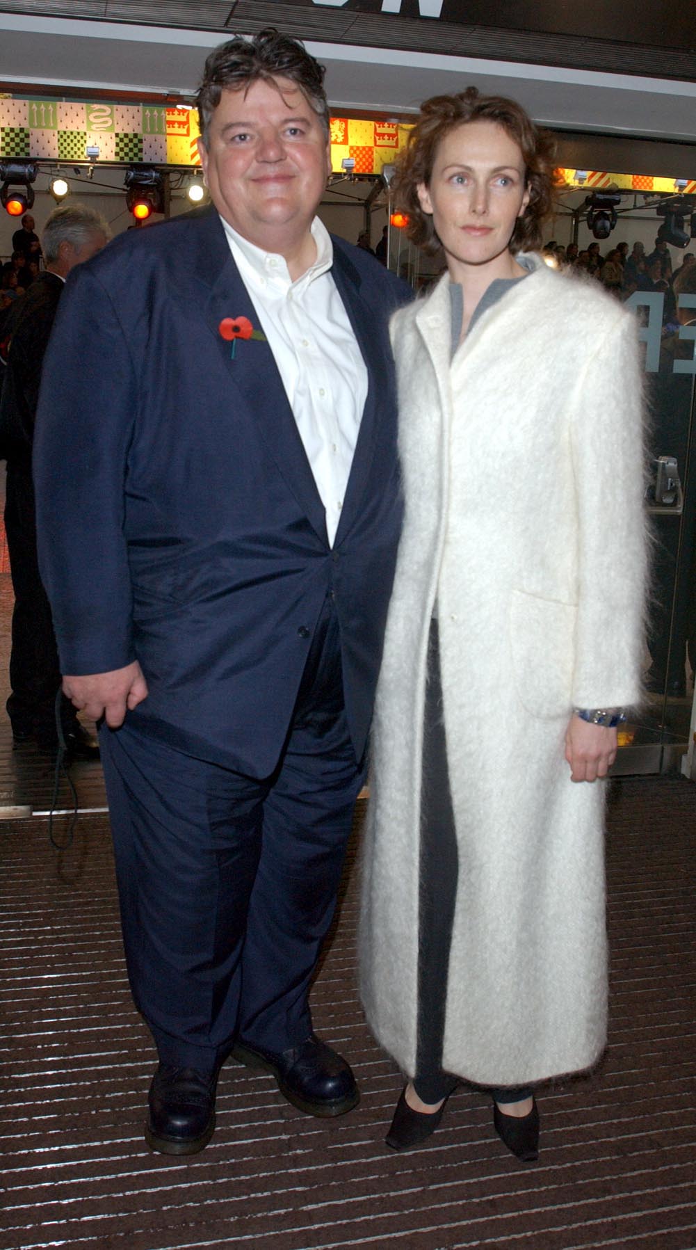 Robbie Coltrane and Rhona Gemmell at the celebrity film premiere of "Harry Potter and the Chamber of Secrets" on November 3, 2002, in London. | Source: Getty Images