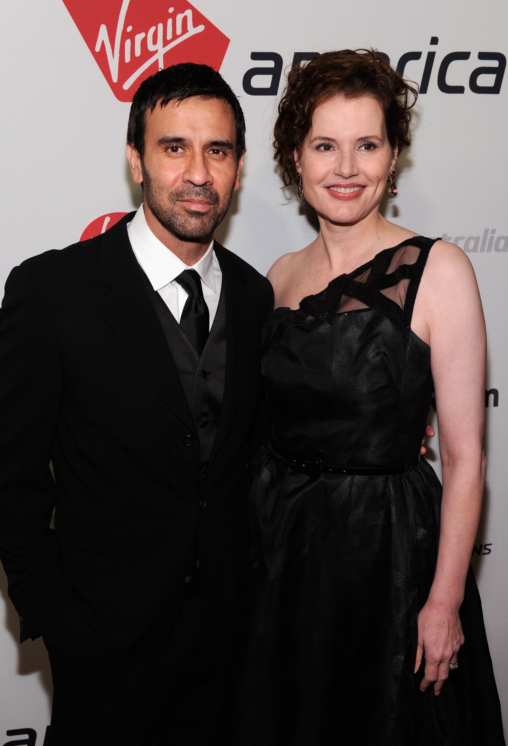 Geena Davis and Reza Jarrahy at the 5th Annual Rock The Kasbah Gala in support of Virgin Unite and the Eve Branson Foundation at Boulevard3 on November 16, 2011 in Hollywood, California.  / Source: Getty Images