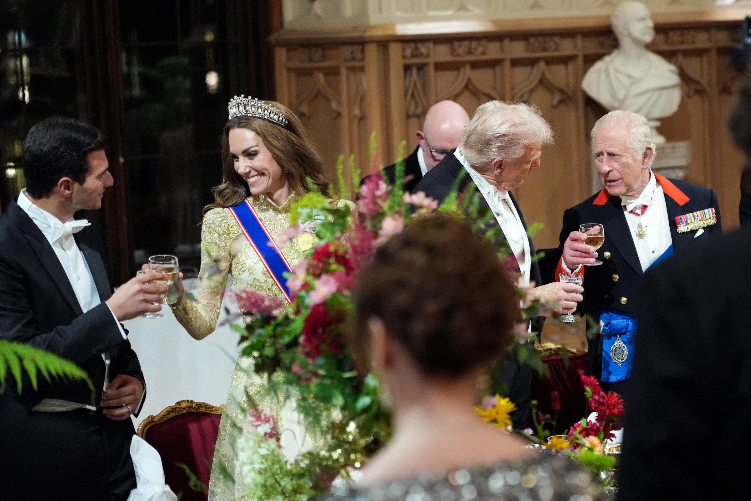 Michael Boulos, Princess Catherine, Donald Trump, and King Charles III attend the State Banquet hosted by King Charles III and members of the Royal Family at Windsor Castle | Source: Getty Images