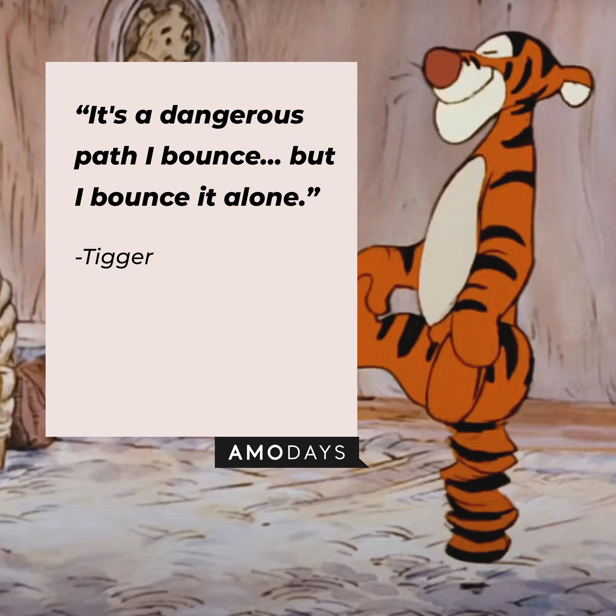 Tigger's quote: "It's a dangerous path I bounce… but I bounce it alone." | Image: AmoDays