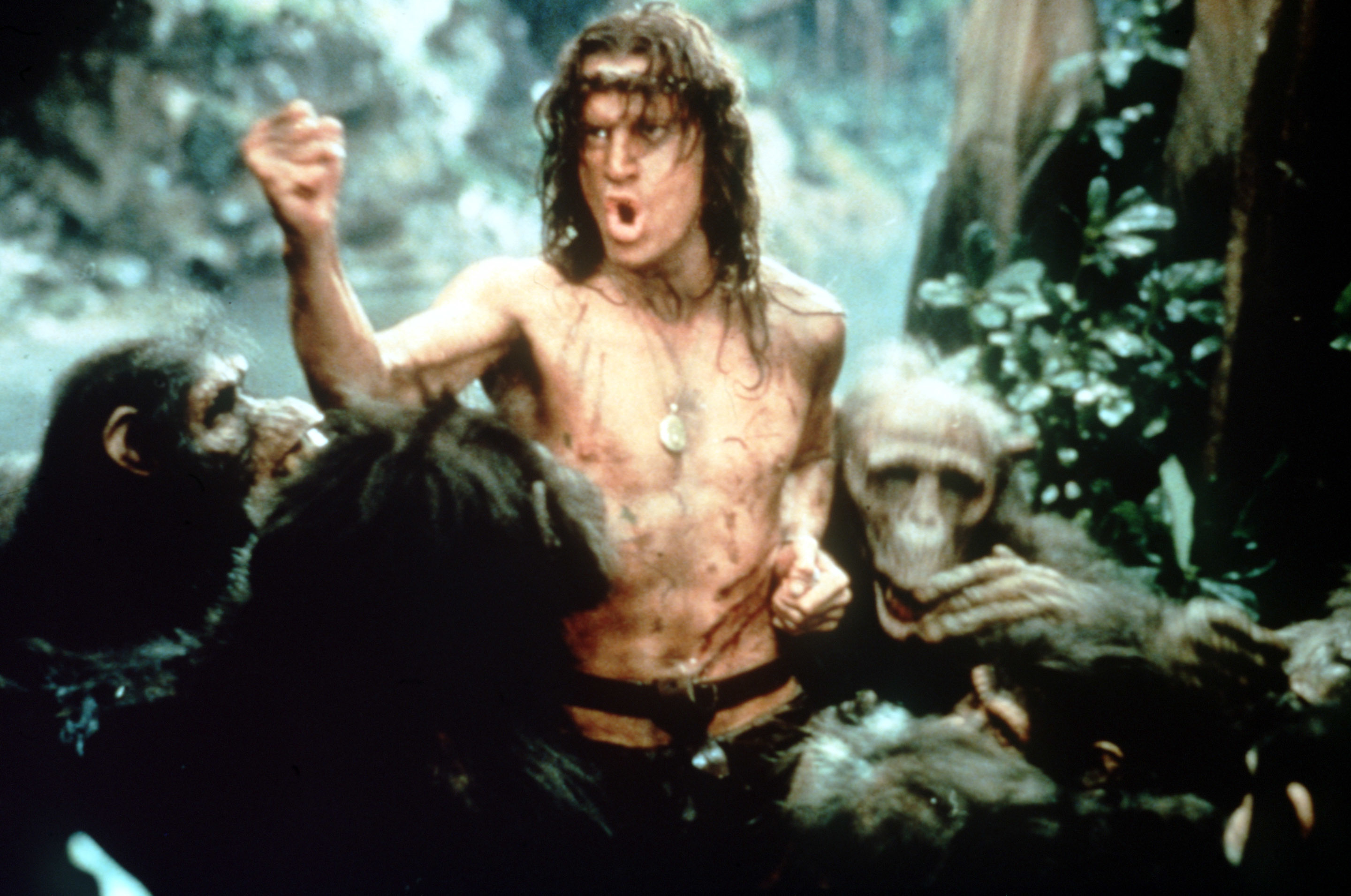 Christopher Lambert on the set of "Greystoke: The Legend of Tarzan, Lord of the Apes" in 1984. | Source: Getty Images