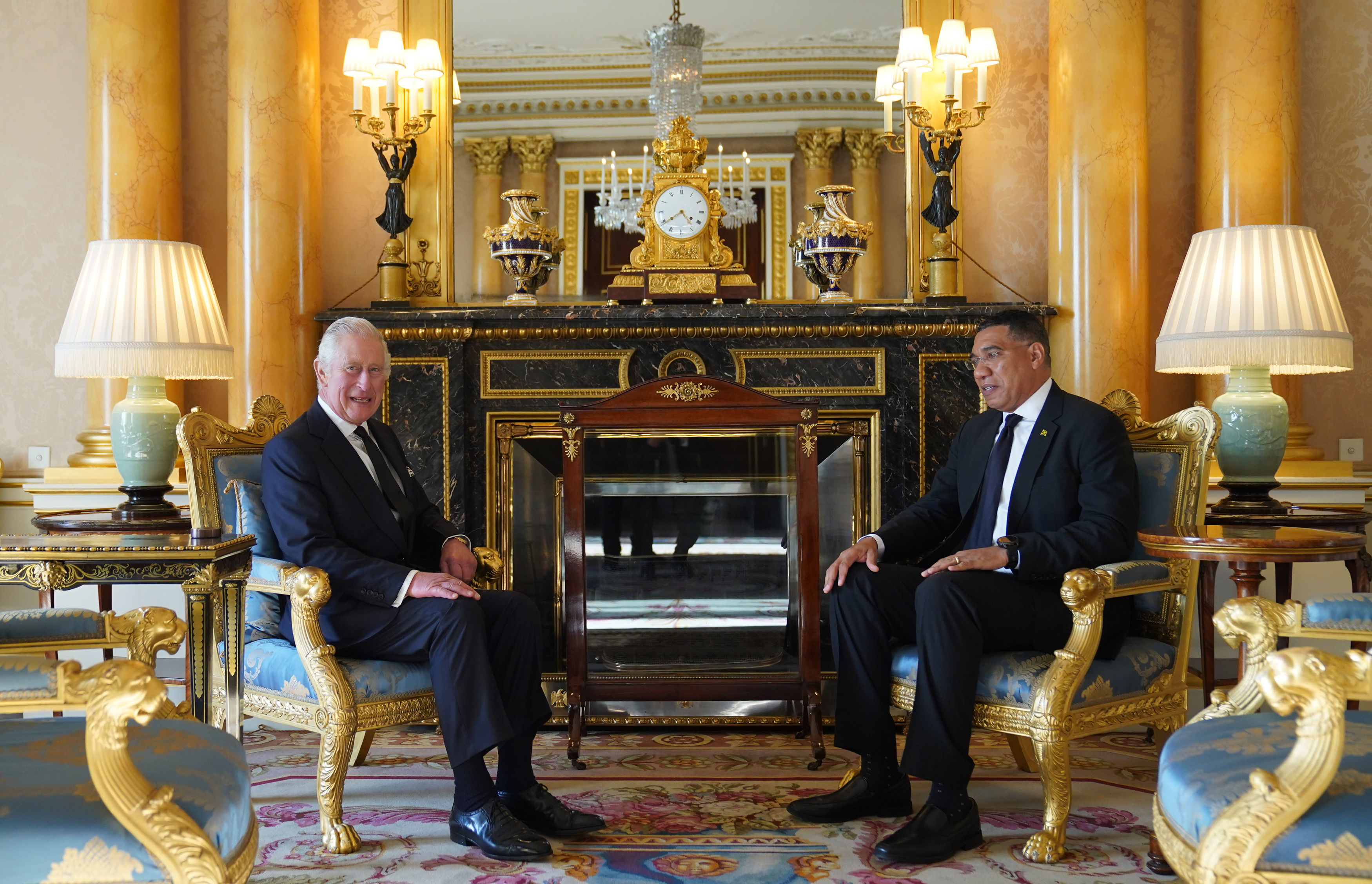 King Charles III meets Jamaican Prime Minister Andrew Holness at Buckingham Palace on September 17, 2022 | Source: Getty Images