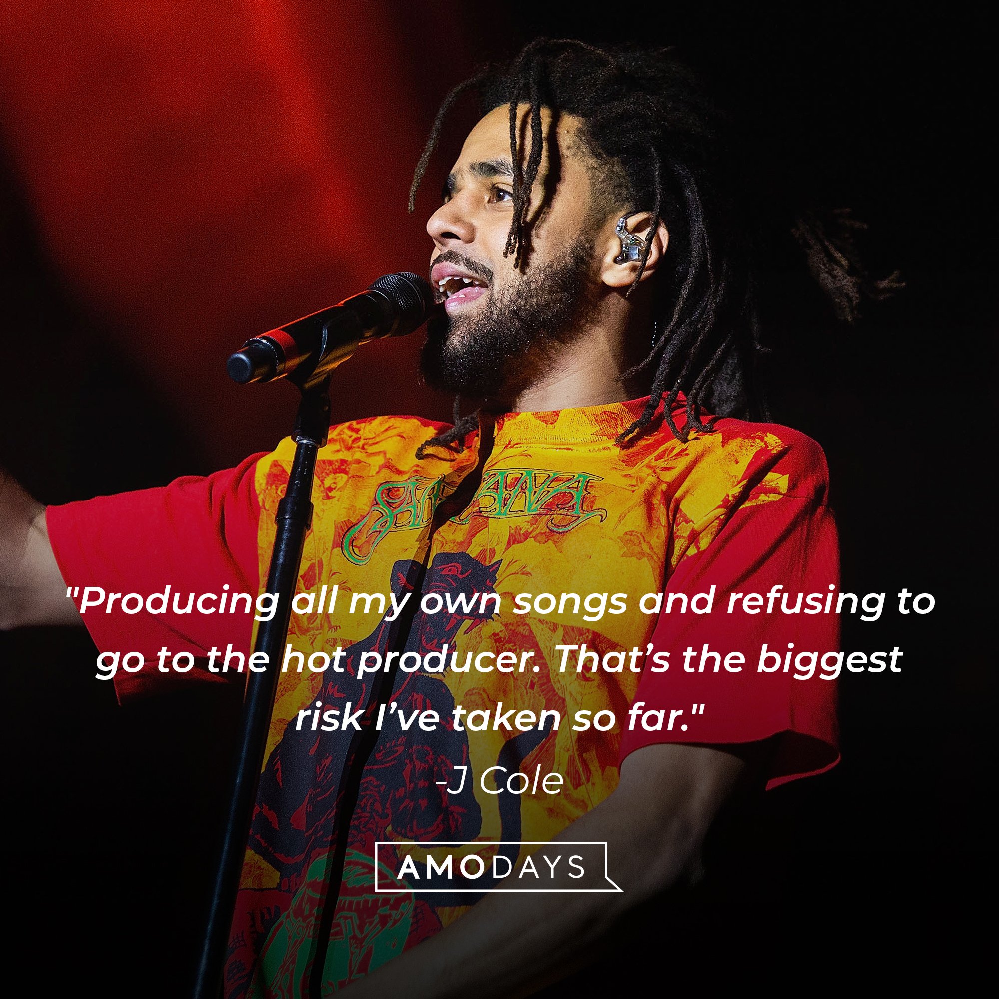 J Cole"s quote: "Producing all my own songs and refusing to go to the hot producer. That’s the biggest risk I’ve taken so far." | Image: AmoDays