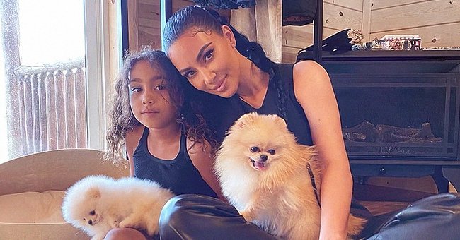 Kim Kardashian and North West posing with their family dogs, March 2021 | Source: Instagram/kimkardashian