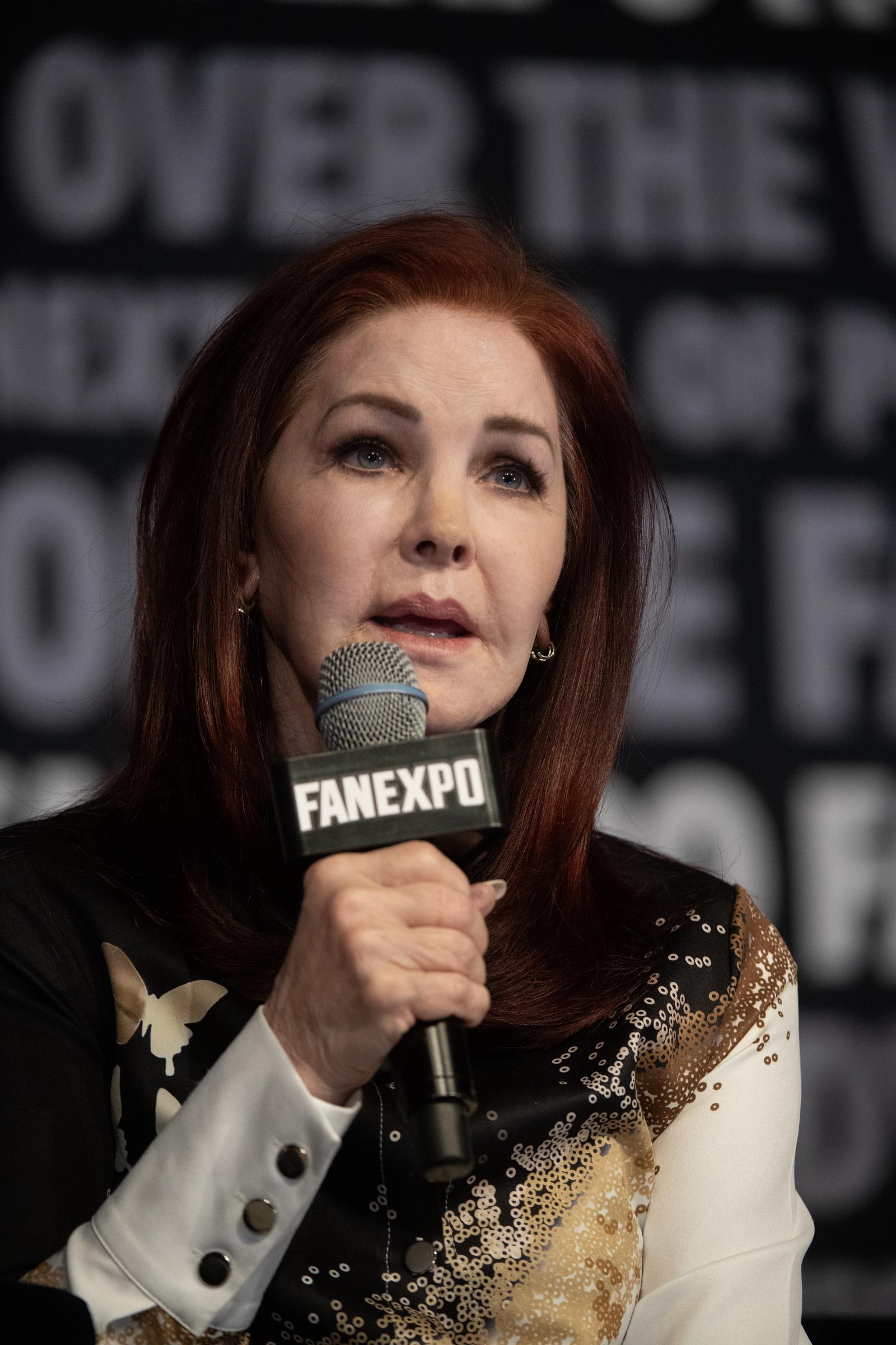 Priscilla Presley speaks to fans about her role in "The Naked Gun" and about Elvis Presley at the Fan Expo on July 6, 2024 in Denver, Colorado | Source: Getty Images