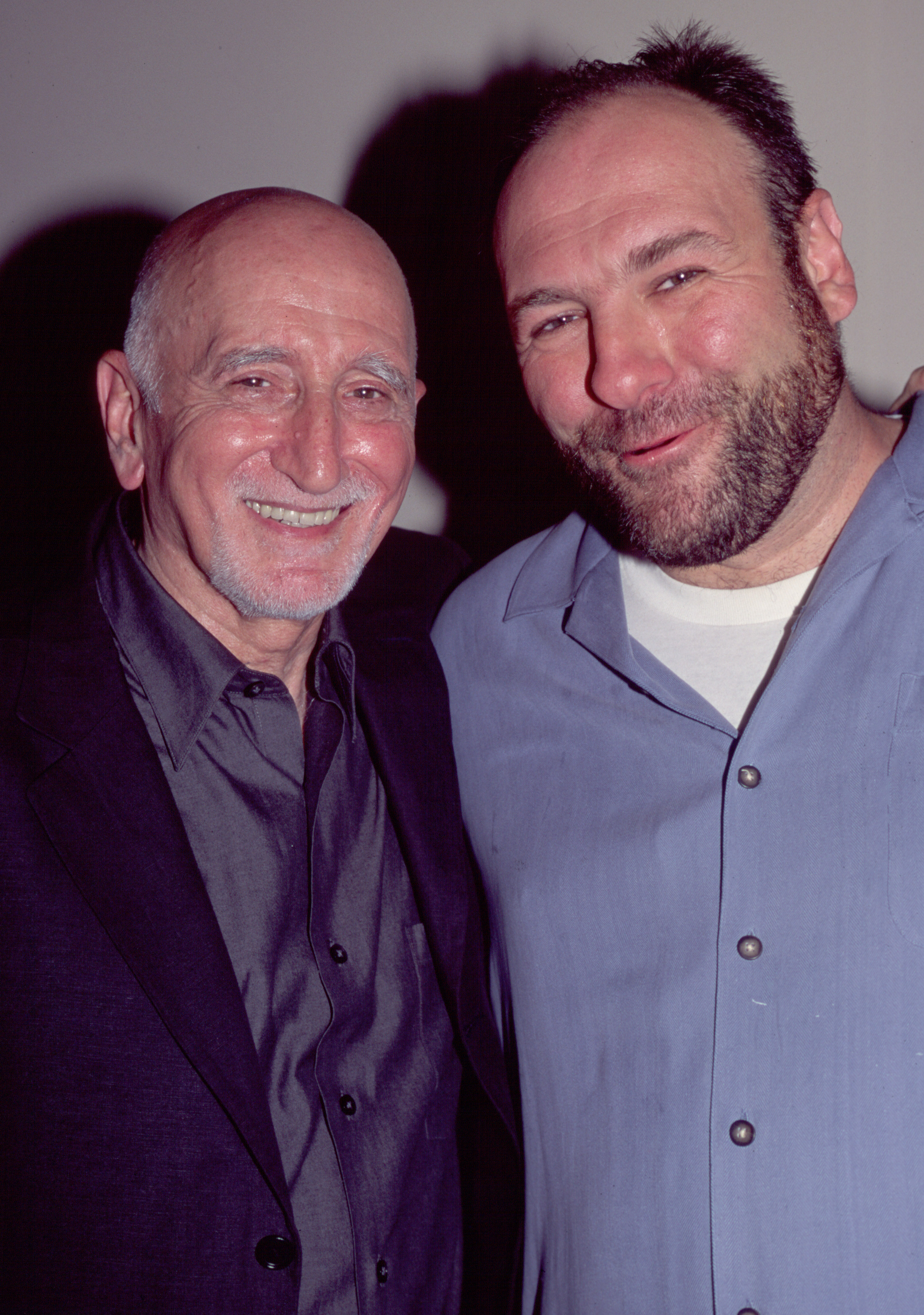 Dominic Chianese famously appeared in "The Godfather Part II" long before starring in "The Sopranos". In this photo, he and James Gandolfini attended the record release party for his album "Hits" at Club Twirl on June 27, 2001, in New York City, New York. | Source: Getty Images