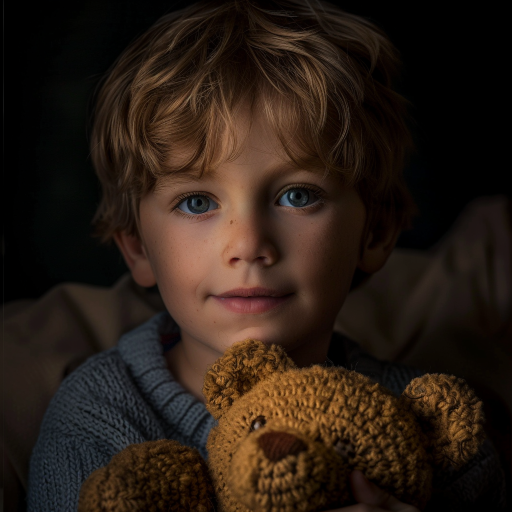 A happy child with a teddy bear | Source: Midjourney