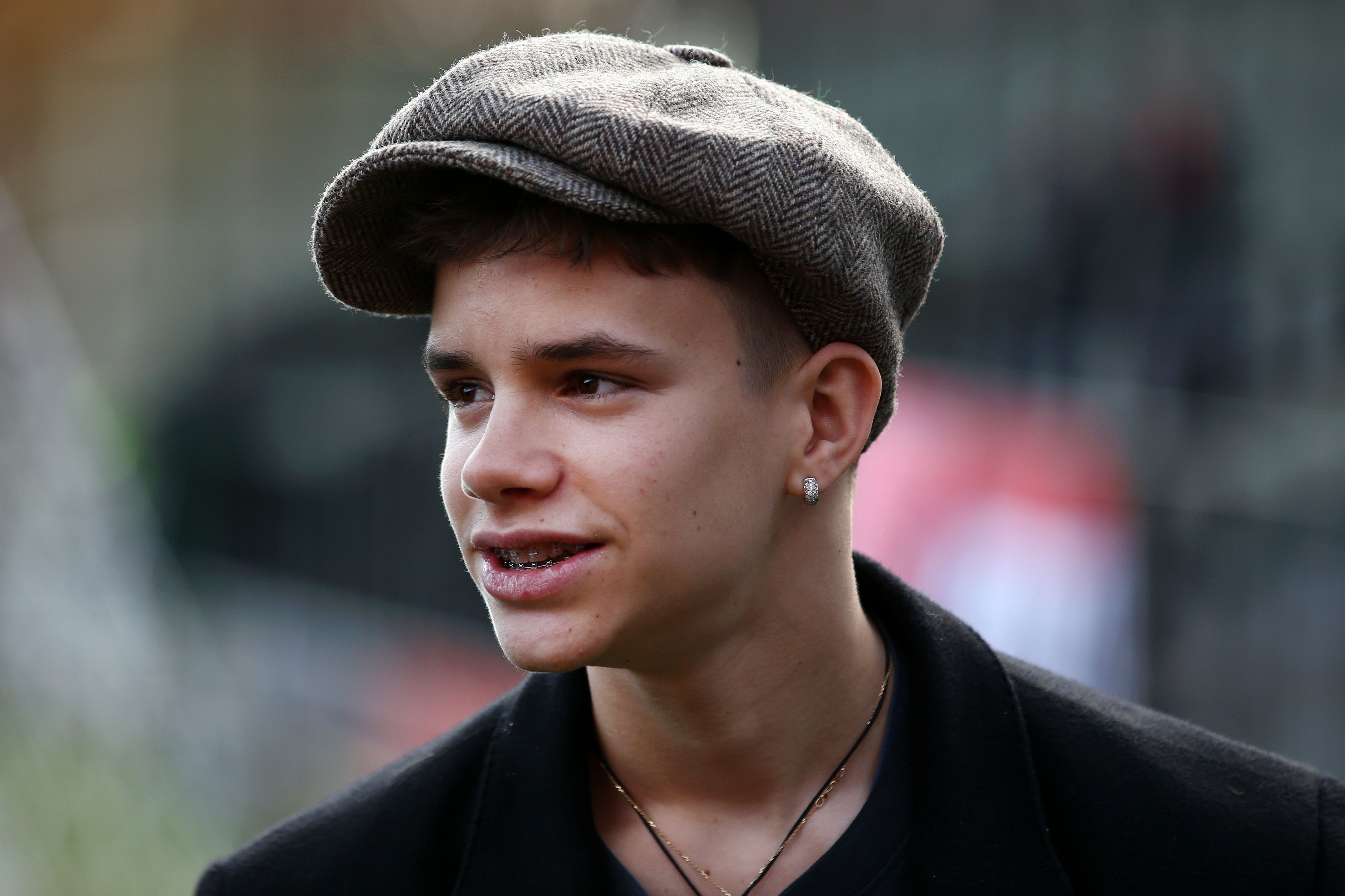 Romeo James Beckham during the Vanarama National League match between Salford City and Dover Athletic at Peninsula Stadium on February 16, 2019, in Salford, England. | Source: Getty Images