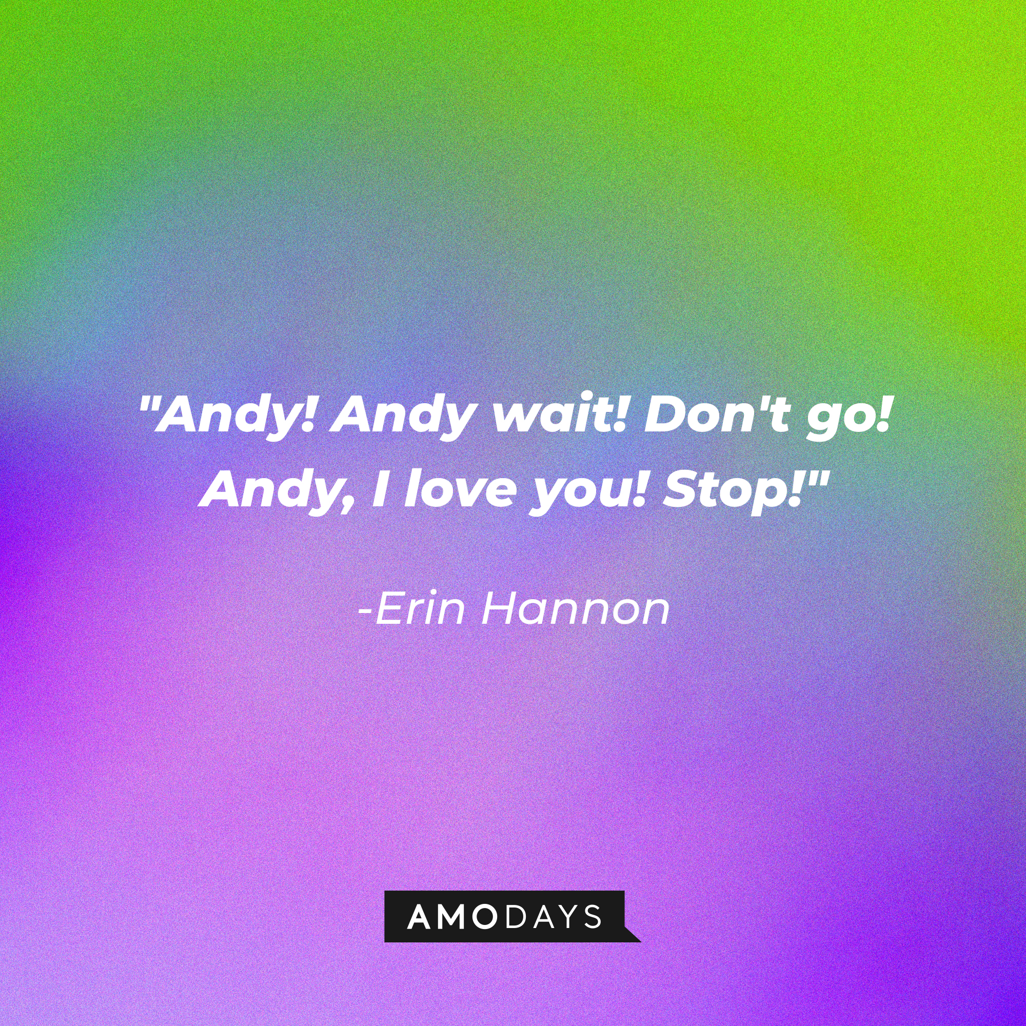 Erin Hannon’s quote: "Andy! Andy wait! Don't go! Andy, I love you! Stop!" | Image: AmoDays