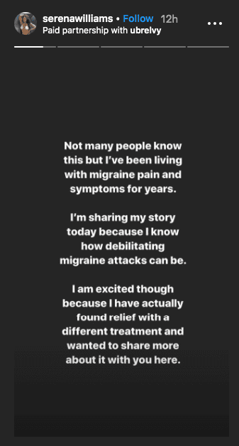 Screenshot from Serena Williams' Instagram Stories. | Photo: Instagram/Serena Williams