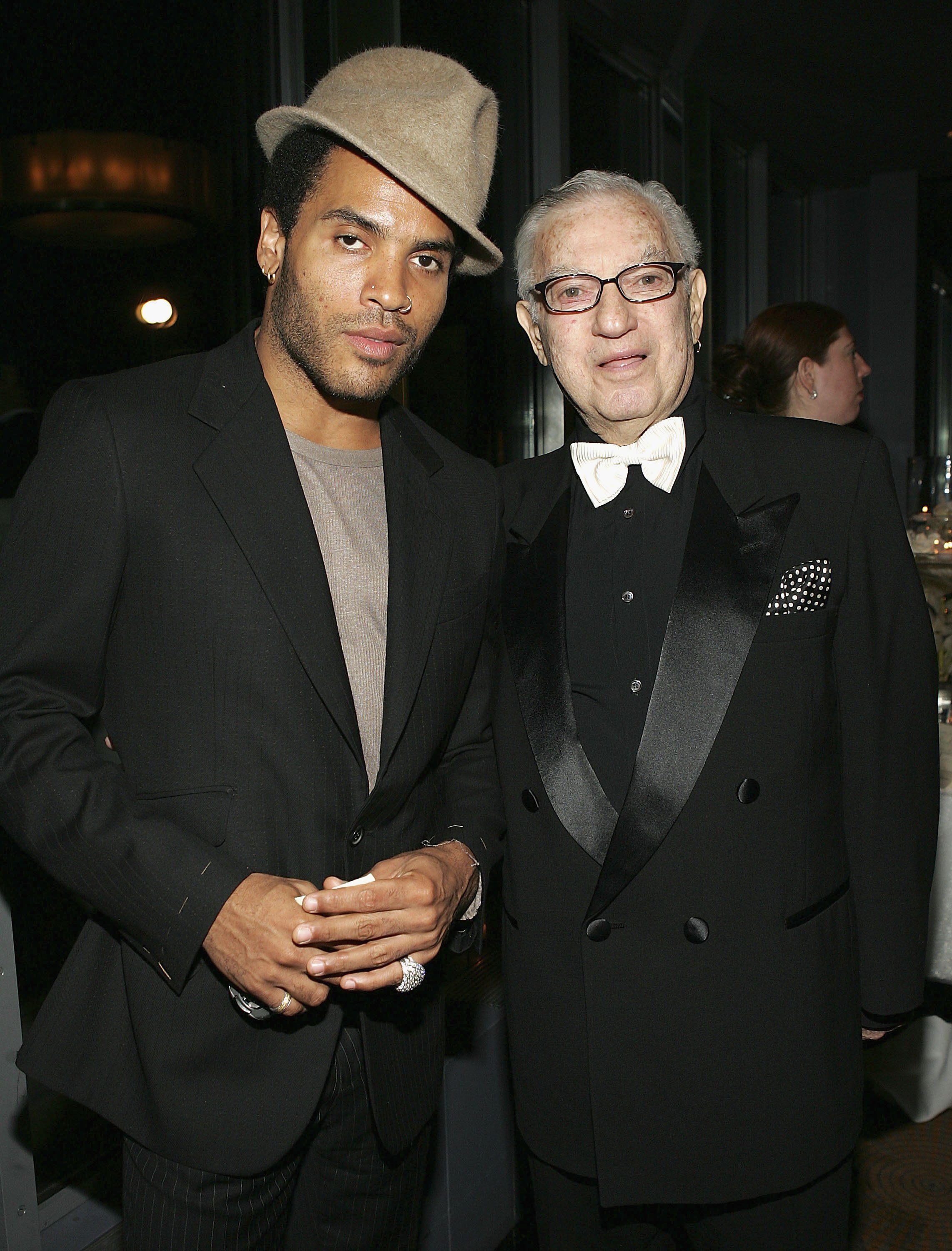 Musician Lenny Kravitz and his father Sy Kravitz at 80th birthday party for musician Bobby Short, in September, 2004 in New York City | Source: Getty Images