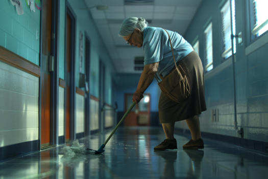 A custodian mopping the floor | Source: Midjourney