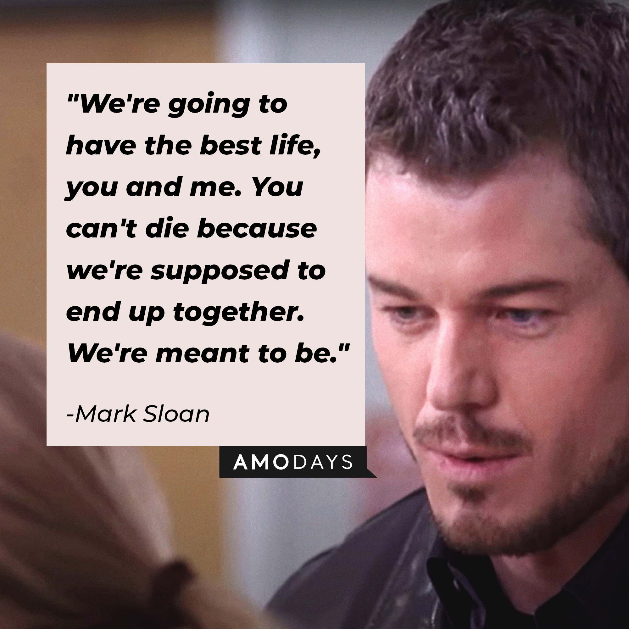 Mark Sloan's quote: "We're going to have the best life, you and me. You can't die because we're supposed to end up together. We're meant to be." | Image: AmoDays