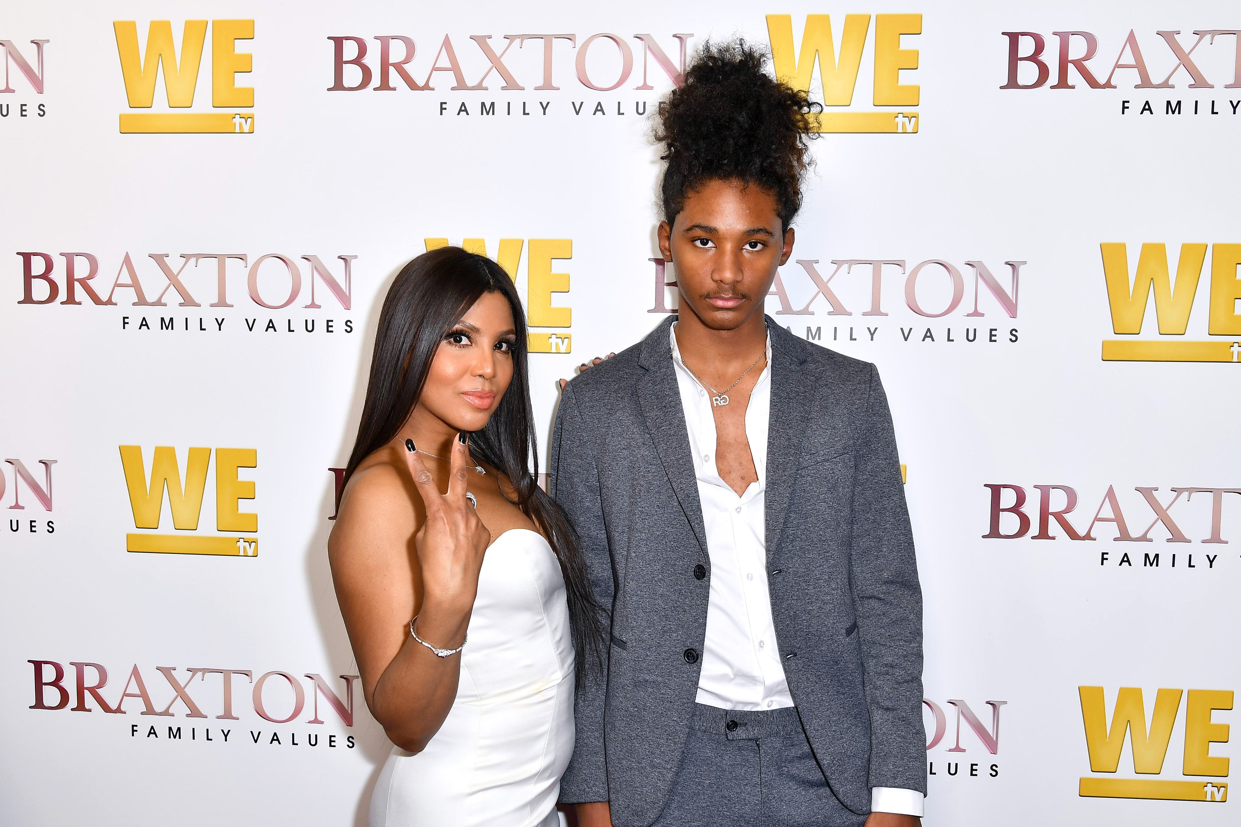 Toni Braxton and her son Diezel attend WE tv's "Braxton Family Values" premiere on April 02, 2019 in California. | Source: Getty Images 