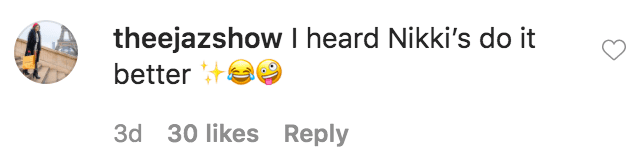 A fan commented on a photo of Nicole Murphy wearing a gold body chain from the "FLP by Nicole Murphy" jewelry collection | Source: Instagram.com/nikimurphy
