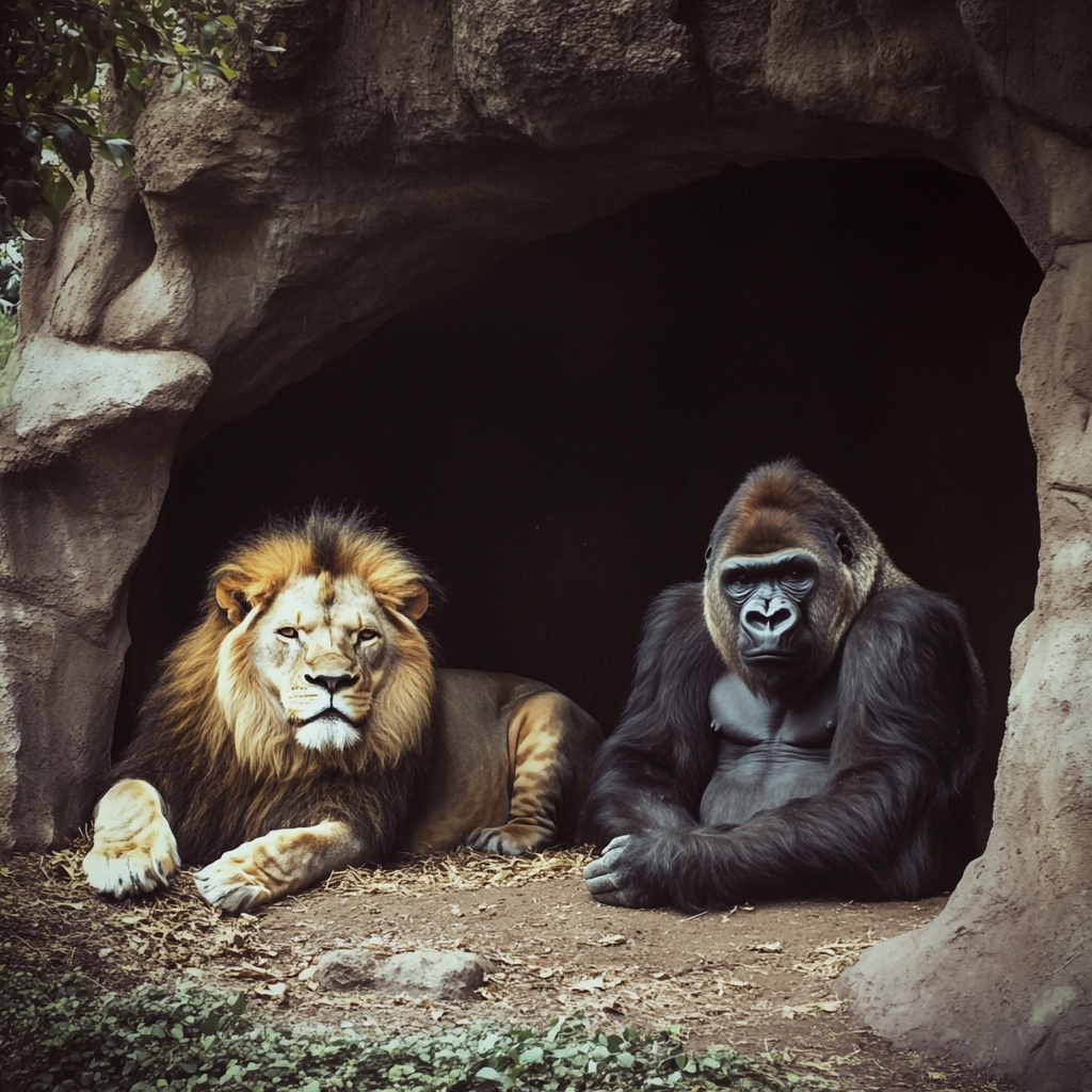 A lion and a gorilla | Source: Midjourney