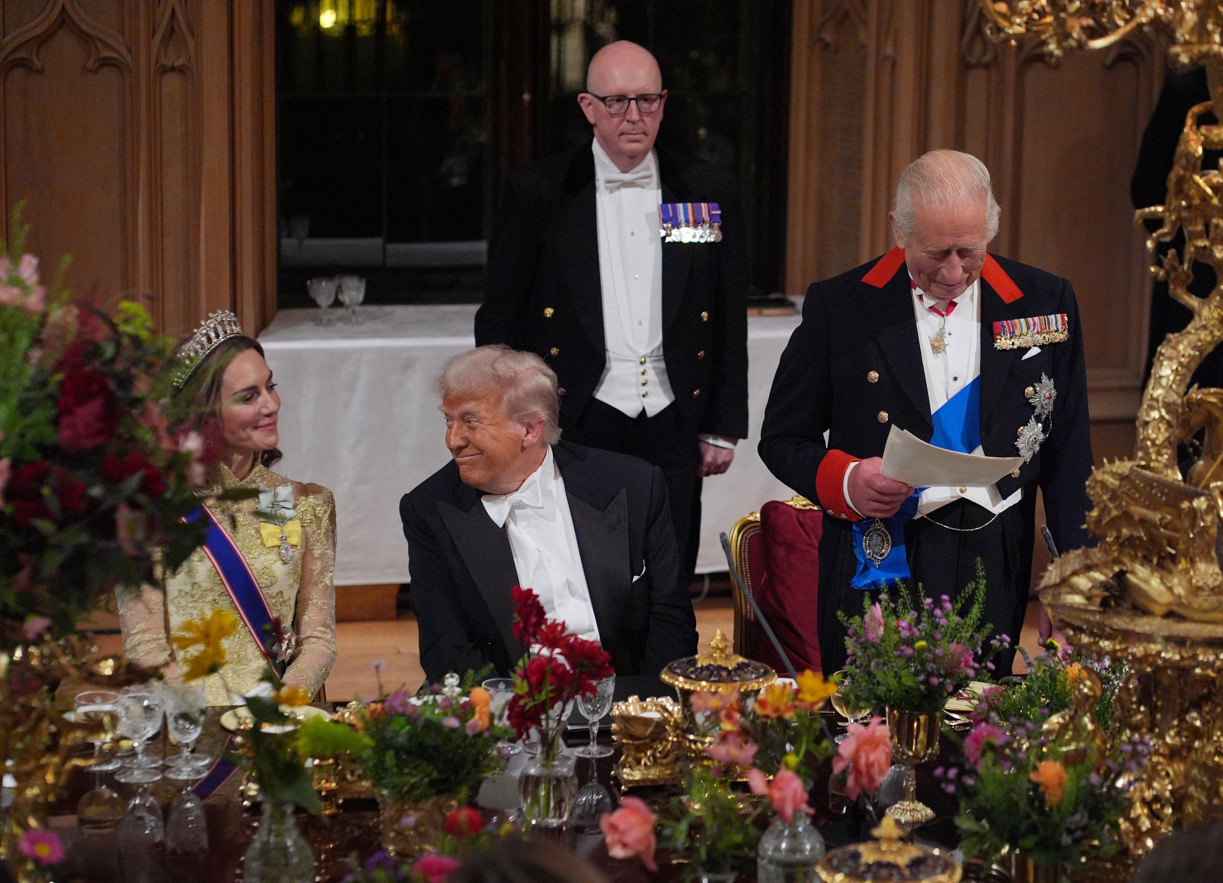 King Charles III delivers his speech as US President Donald Trump and Catherine, Princess of Wales listen on September 17, 2025 | Source: Getty Images