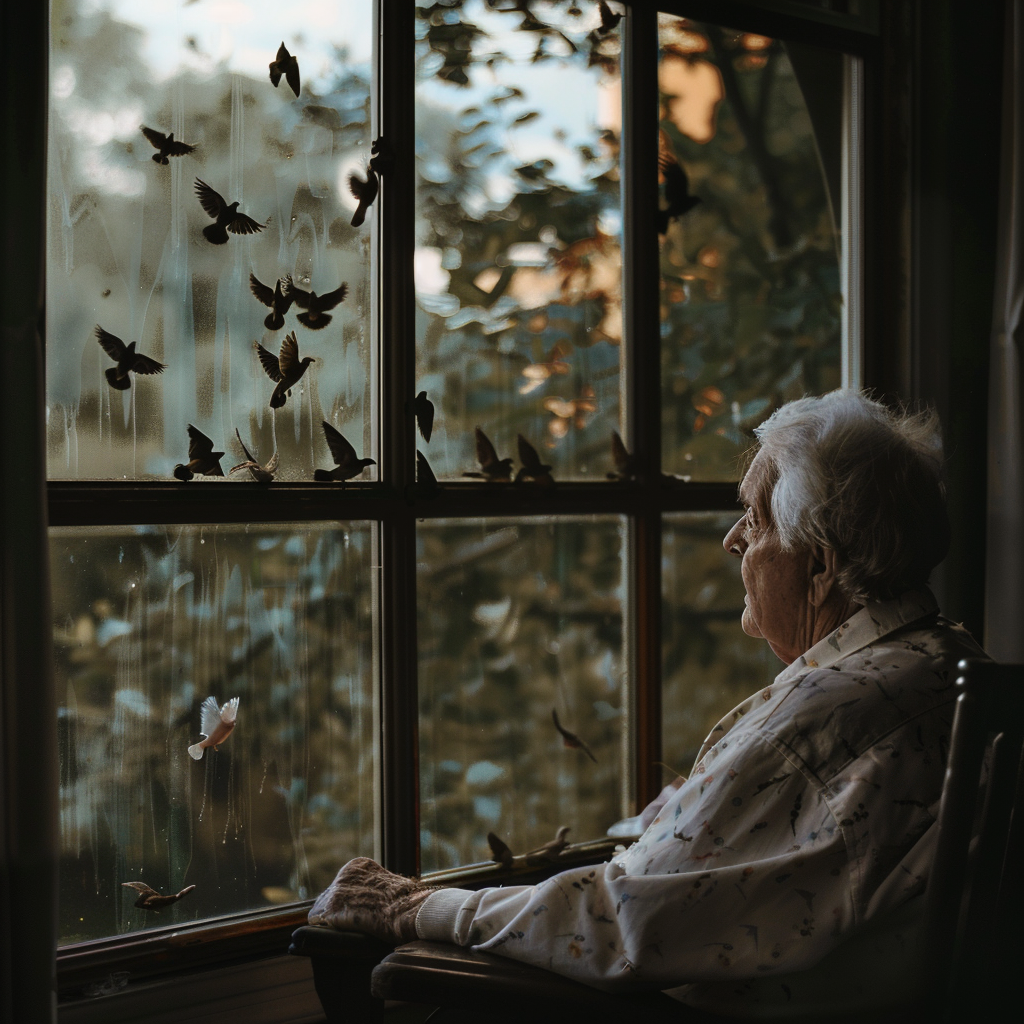 A senior man watching birds | Source: Midjourney
