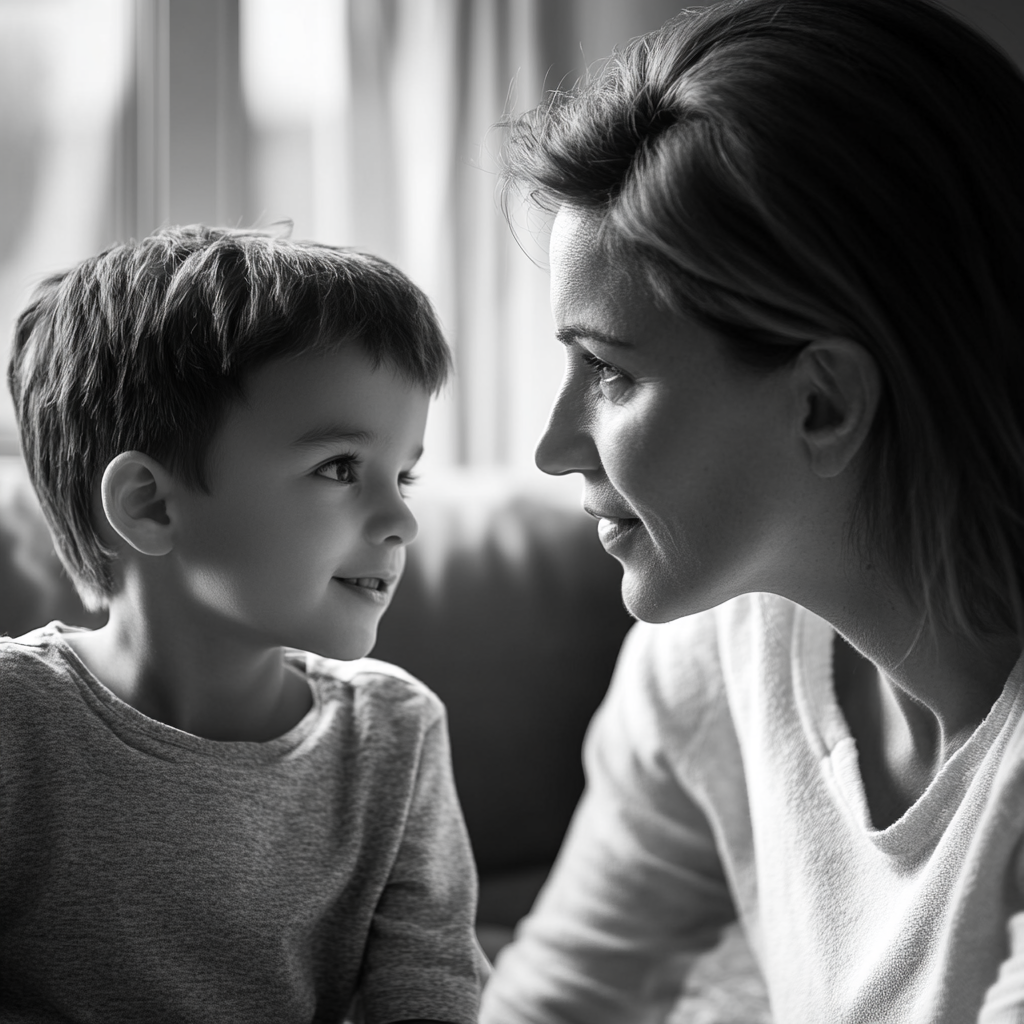 Mother talking to her young son | Source: Midjourney