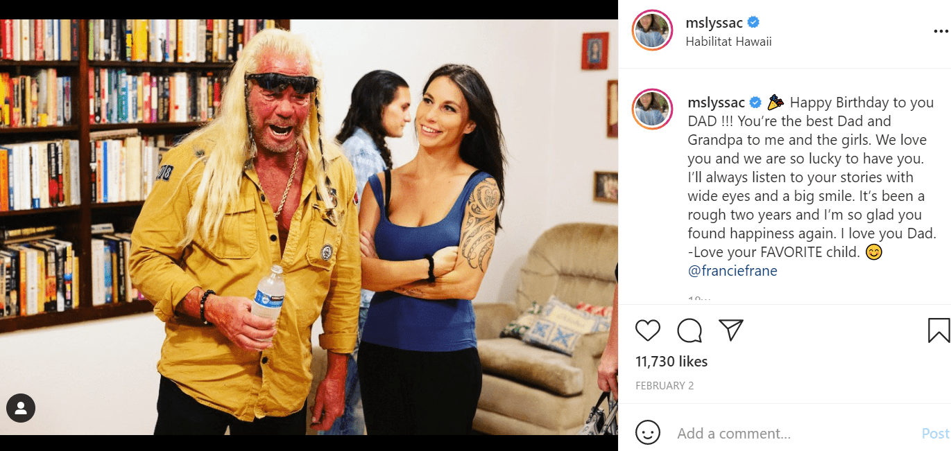 Pictured - Lyssa Chapman and her father Duane Chapman having a father and daughter moment | Source: Instagram/@mslyssac