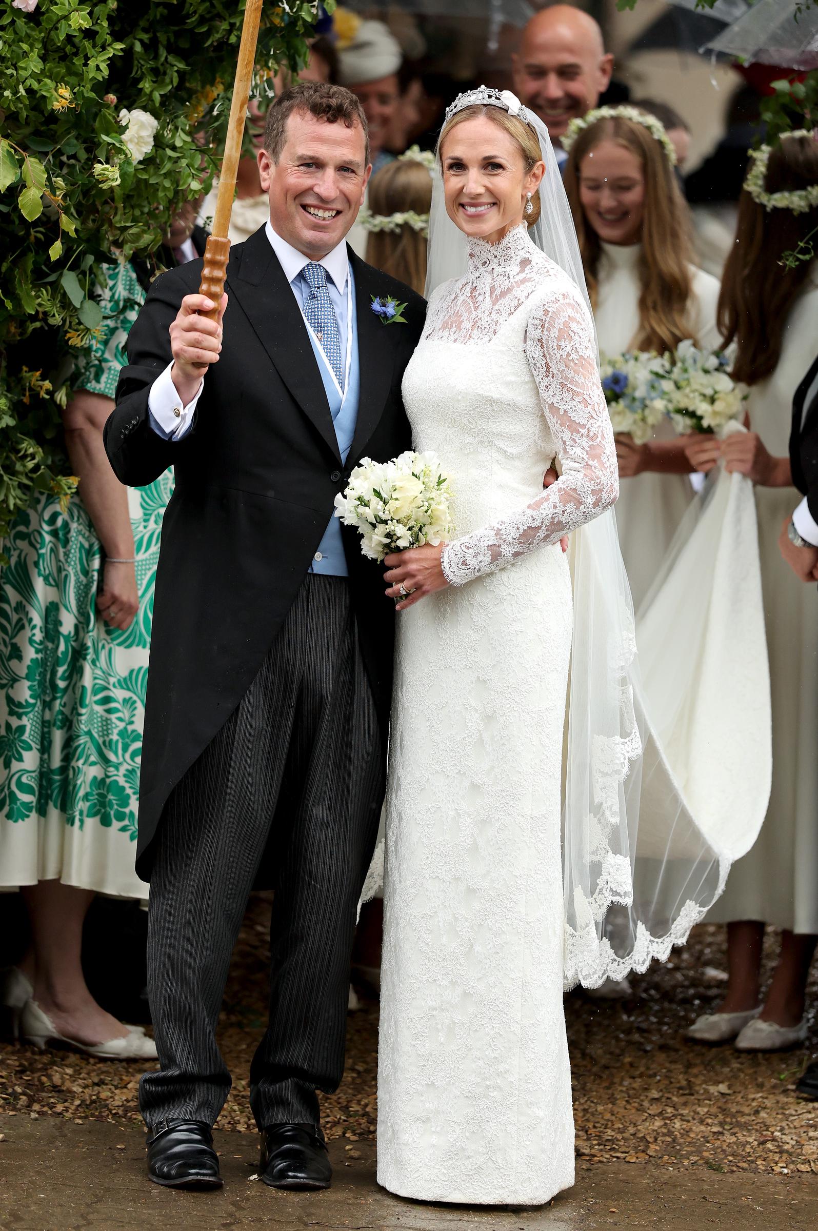 Harriet Sperling and Peter Phillips depart from their Royal wedding at All Saints' Church on June 6, 2026 in Kemble, England. | Source: Getty Images