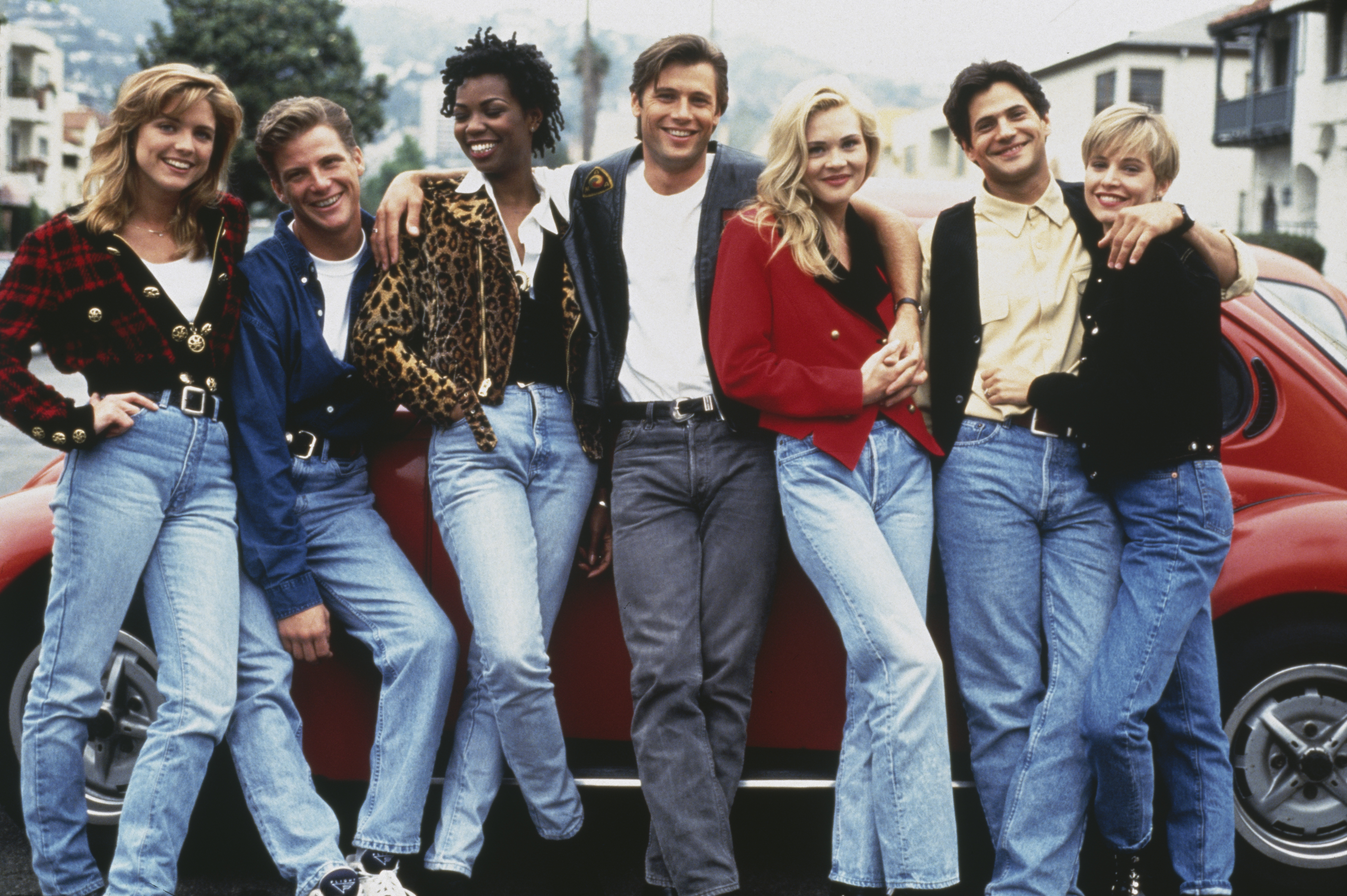 Courtney Thorne-Smith, Doug Savant, Vanessa Williams, Grant Show, Amy Locane, Thomas Calabro and Josie Bissett from "Melrose Place" in 1993 | Source: Getty Images