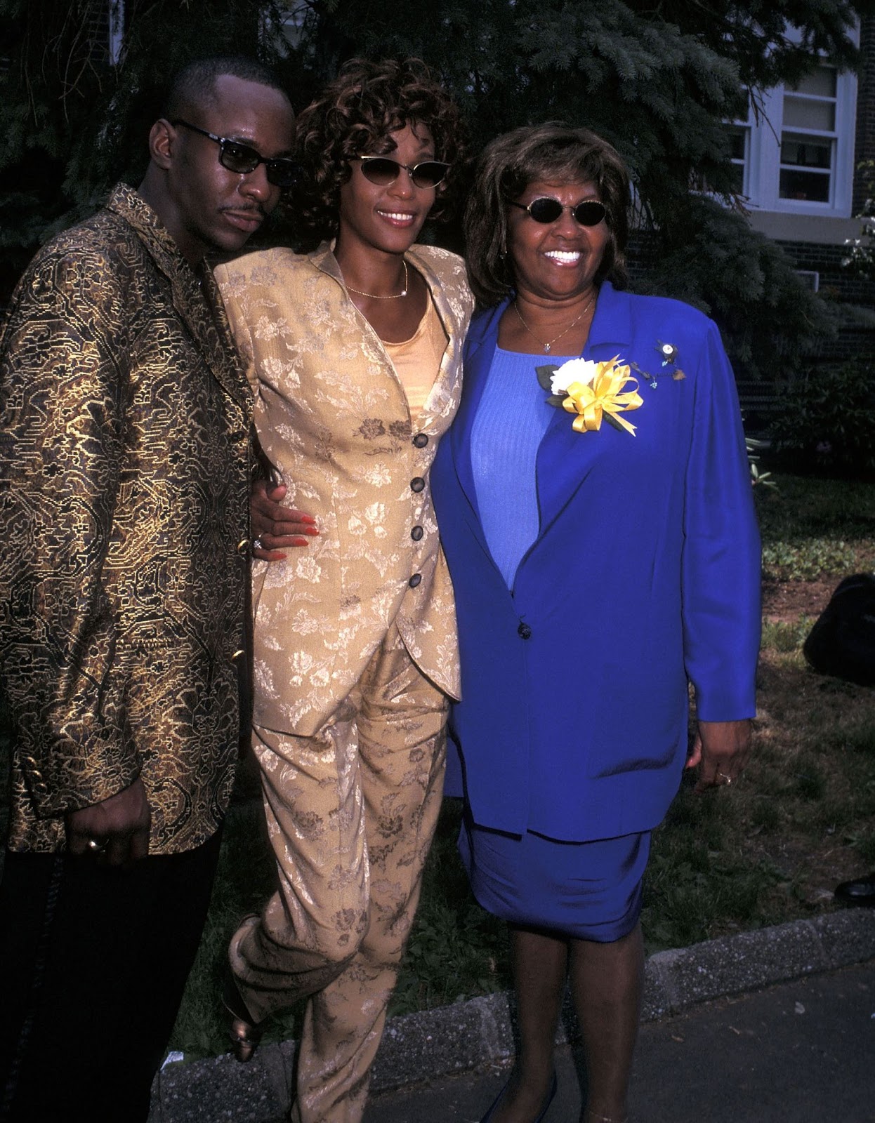 Bobby Brown, Whitney Houston, and Cissy Houston at the Franklin School Renaming Announcement on June 12, 1997, in East Orange, New Jersey. | Source: Getty Images