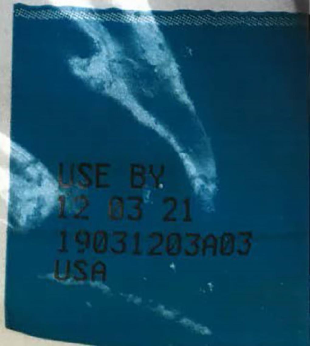 The 'Use By' date and Lot number. Photo: FDA.