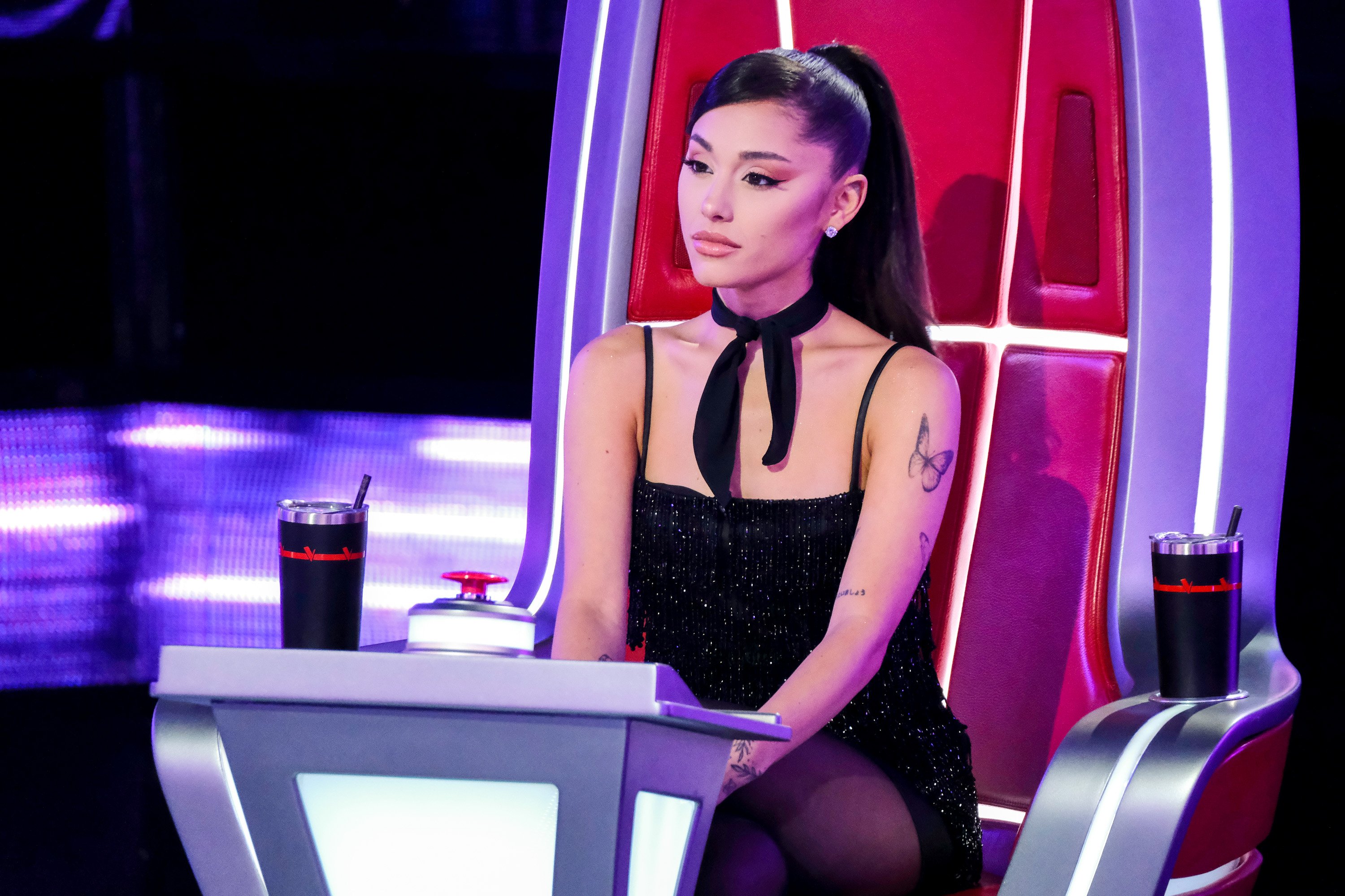 Then-28-year-old Ariana Grande on Season 21 of NBC's "The Voice" in 2021. | Source: Getty Images 