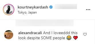 A screenshot of a fan's comment on Kourtney Kardashian's post on her Instagram. | Photo: Instagram.com/kourtneykardash/